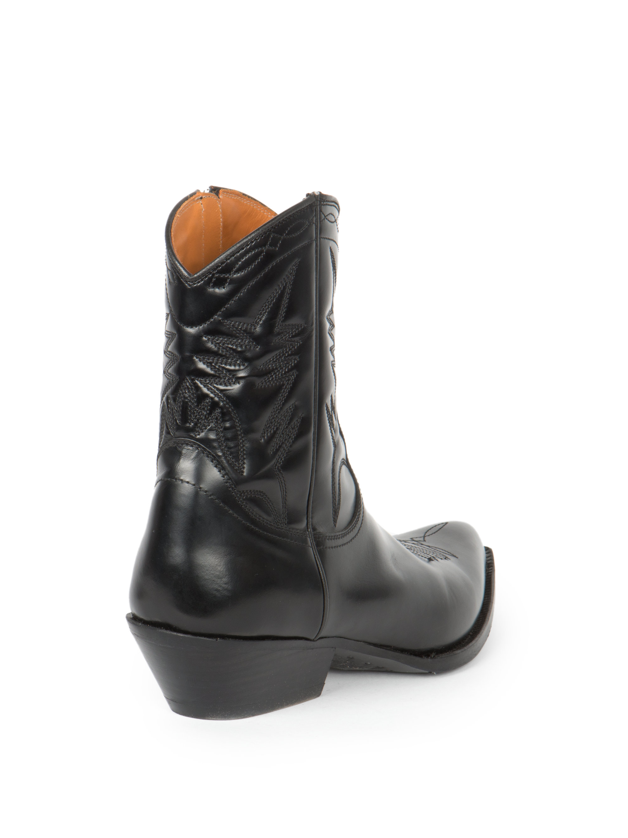 Saint laurent Santiag Leather Western Ankle Boots in Black | Lyst