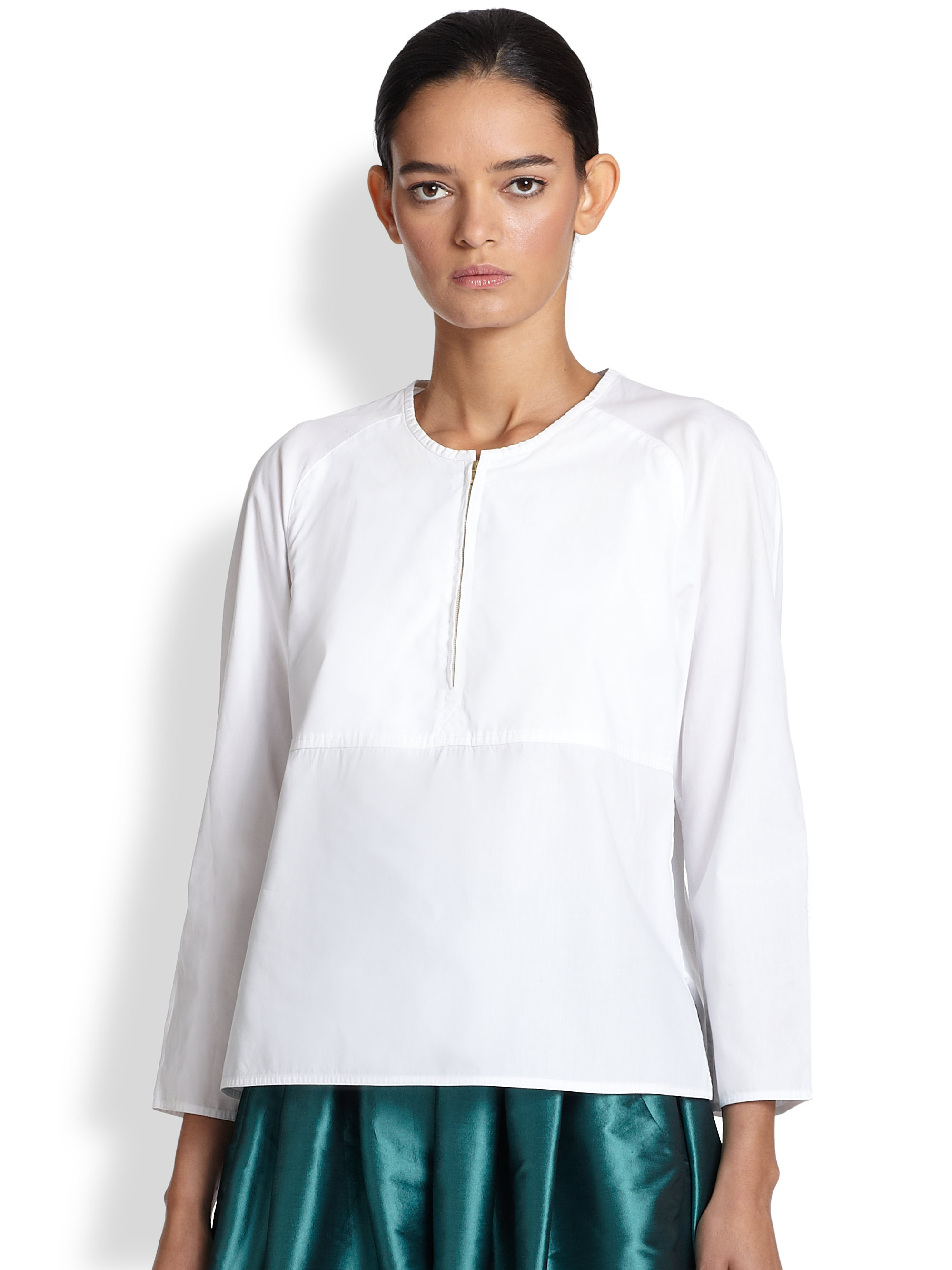 Lyst - Tome Zip-up Poplin Blouse in White