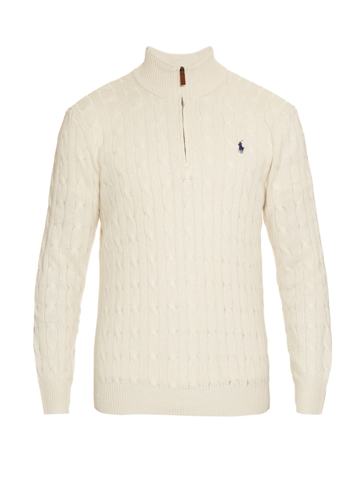 Polo Ralph Lauren Funnel-neck Cable-knit Silk Sweater in Natural for ...
