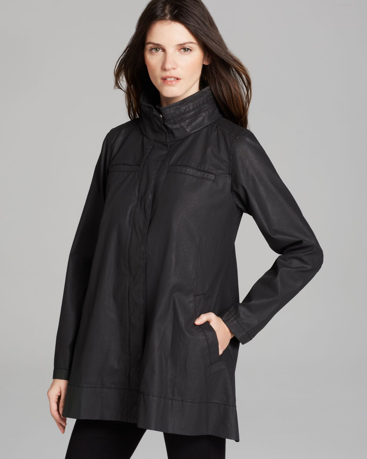 Eileen Fisher Aline Jacket with Hidden Hood in Black | Lyst