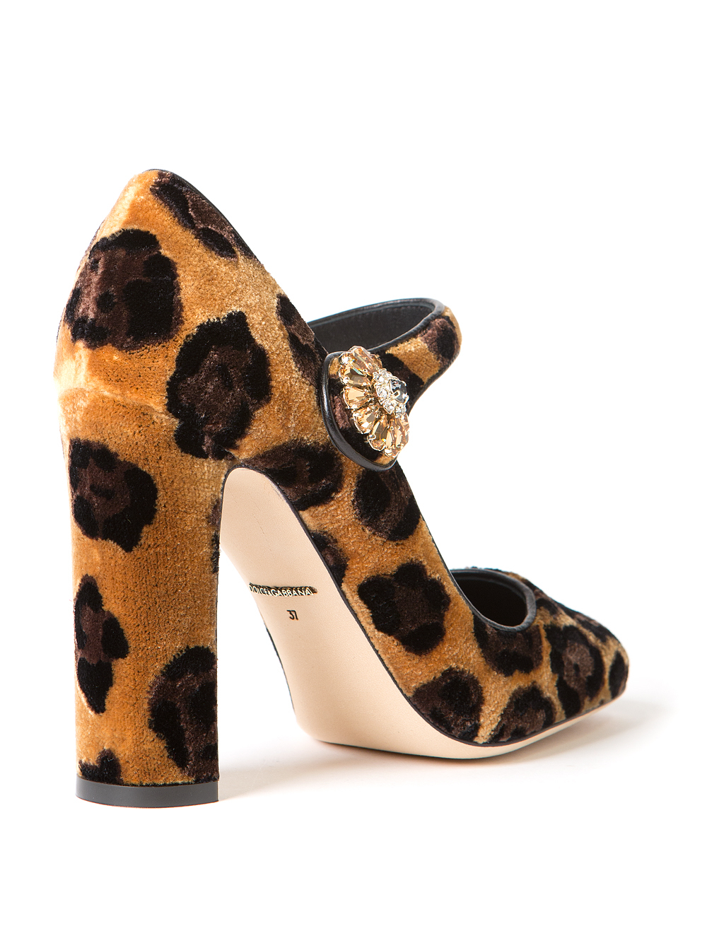 Lyst - Dolce & Gabbana Leopard Velvet Mary Jane Pumps in Brown