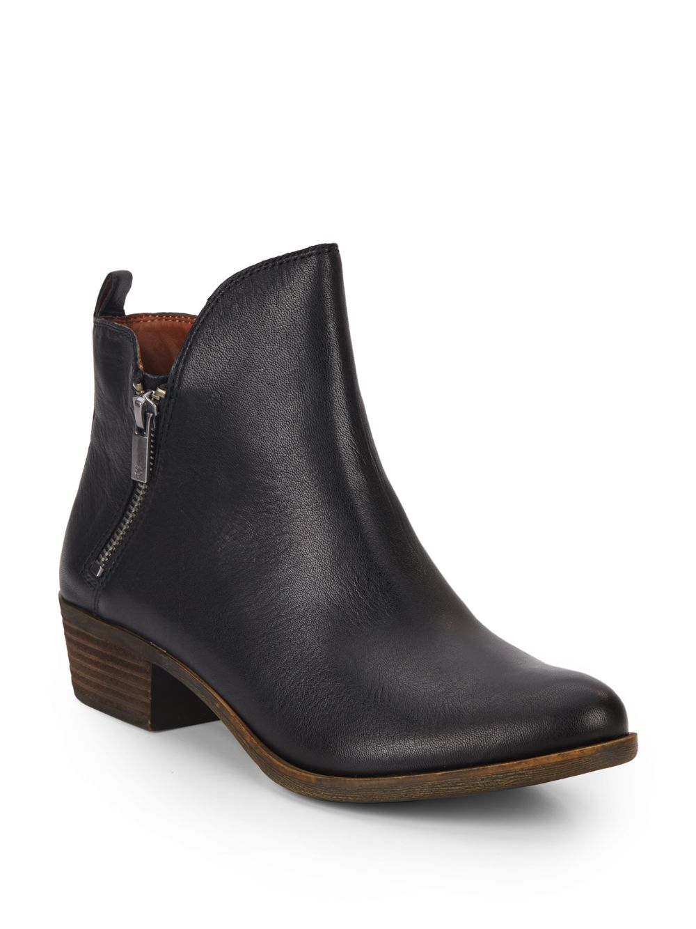 Lucky brand Basonta Leather Ankle Boots in Black - Save 43% | Lyst