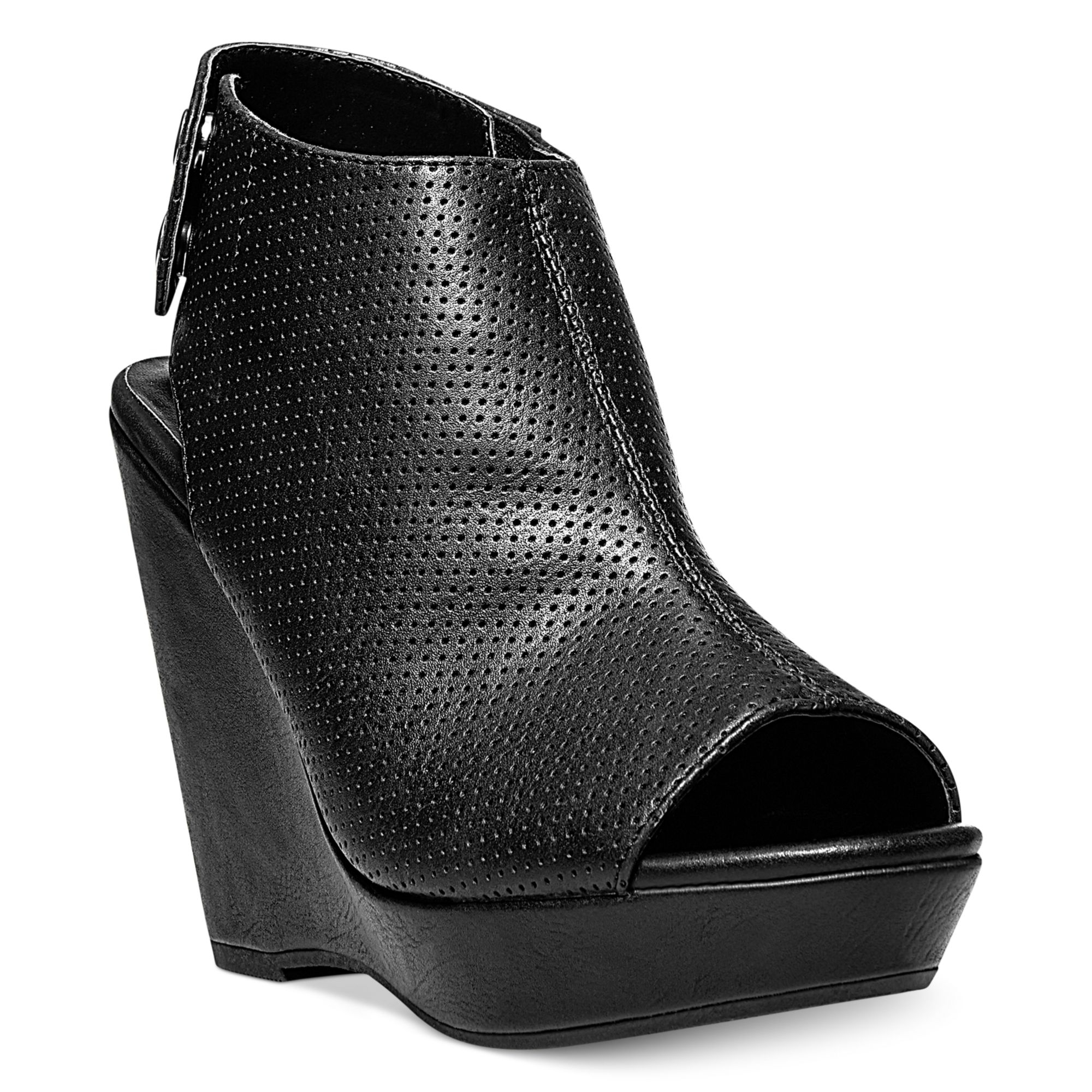 Lyst Madden Girl Kain Perforated Platform Wedge Shooties in Black