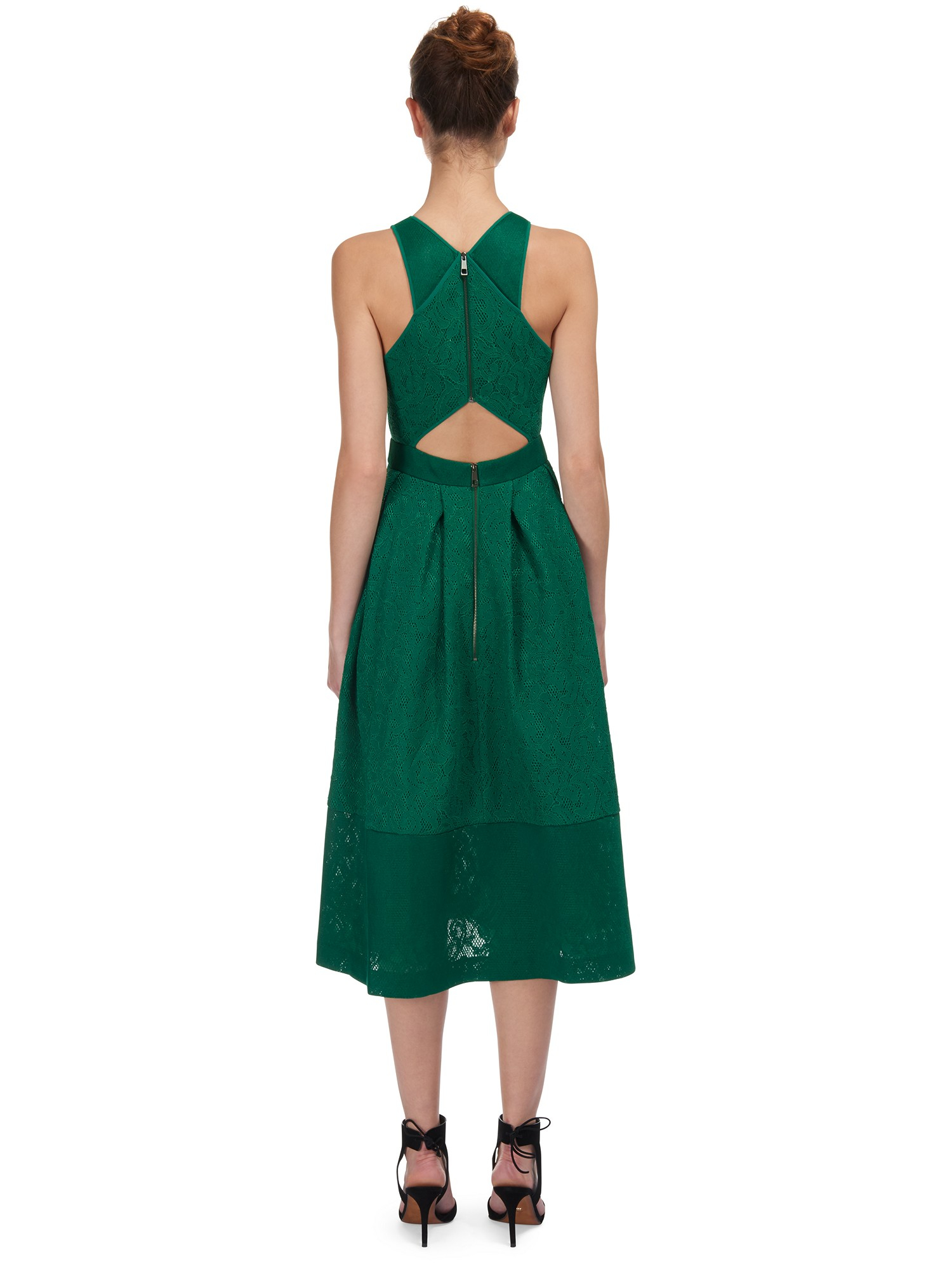 Bonded Lace Dress, Green | WHISTLES