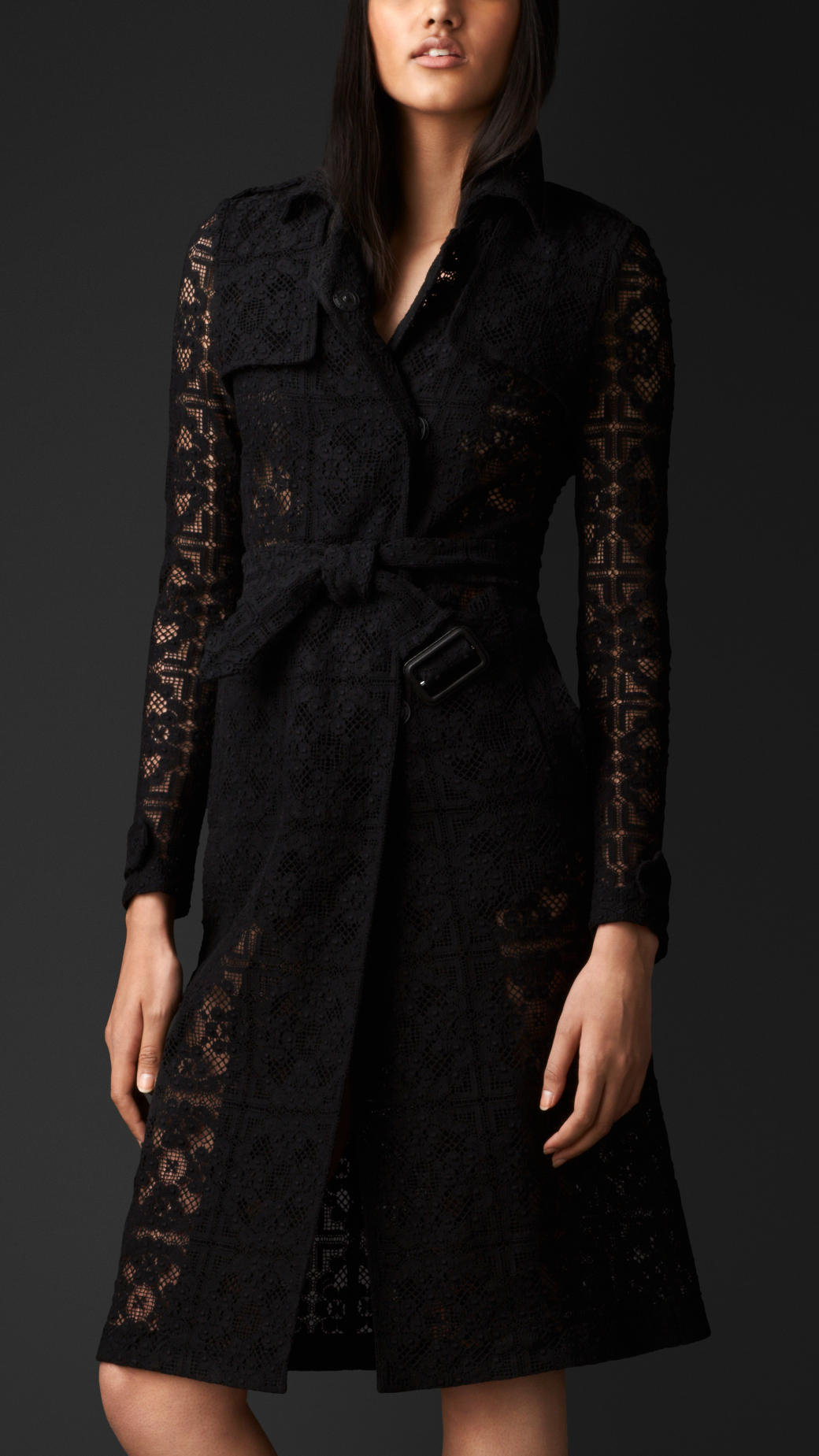 Burberry English Lace Trench Coat in Black | Lyst