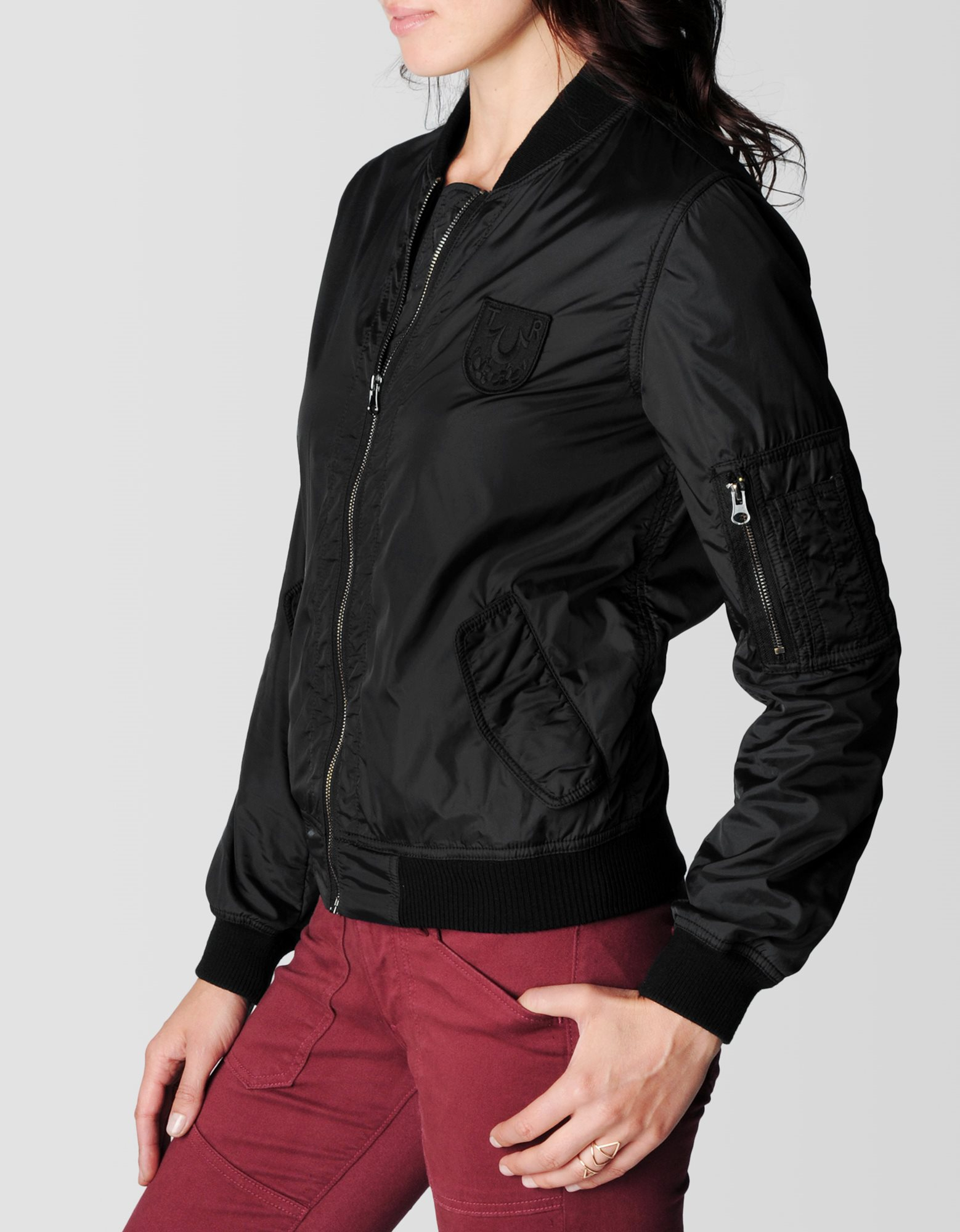True Religion Flight Nylon Womens Jacket In Black For Men Lyst Gallery