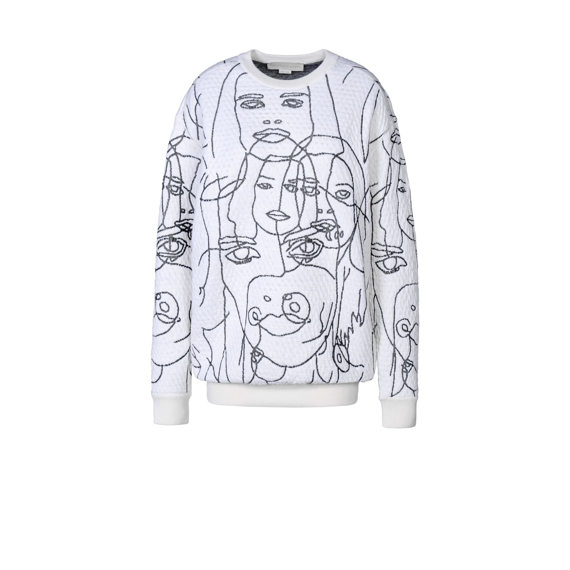 Stella Mccartney Line Drawn Faces Jumper in White (CHALK) | Lyst