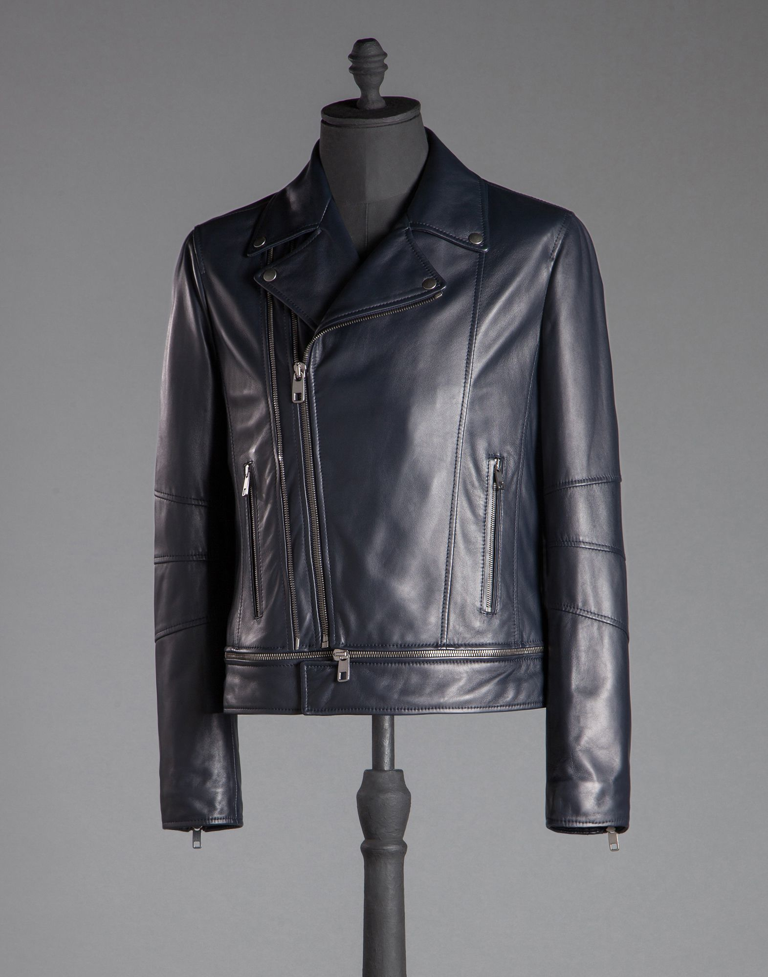 Dolce Gabbana Nappa Lambskin Biker Jacket In Blue For Men Lyst Gallery