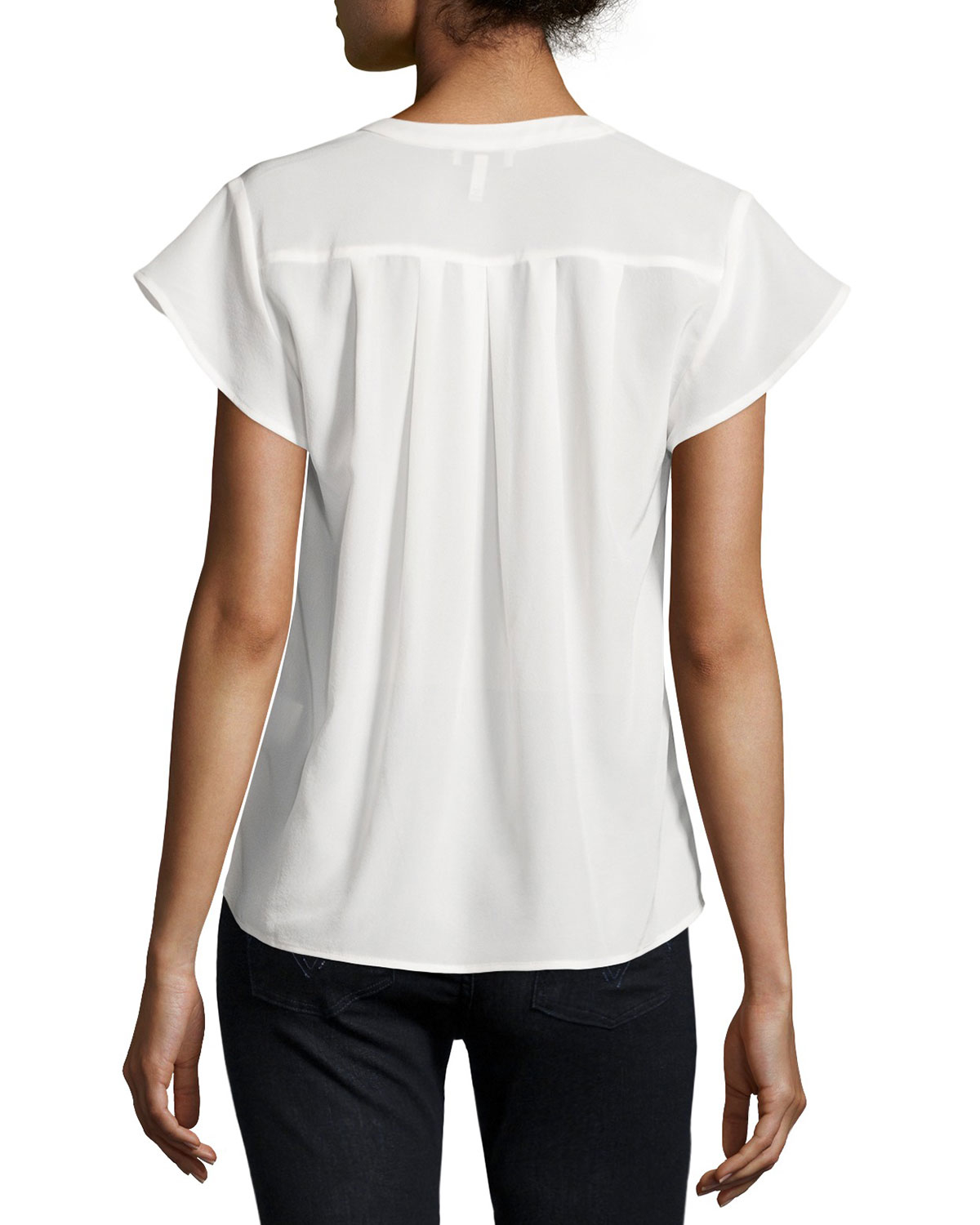 Lyst - Joie Amya Short-sleeve Silk Blouse in White