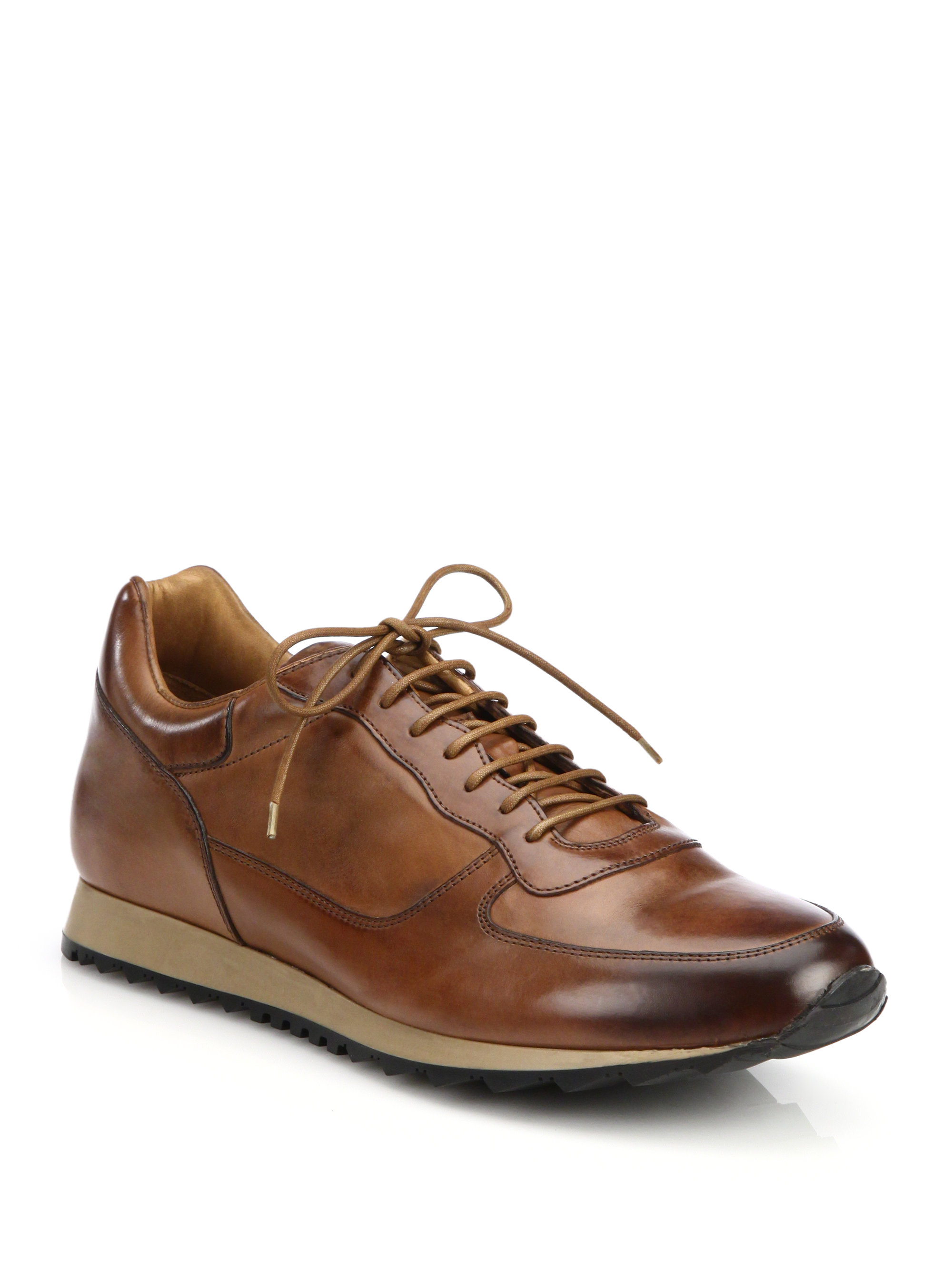 To Boot Sheridan Burnished Leather Sneakers In Brown For Men Navy Lyst 5236