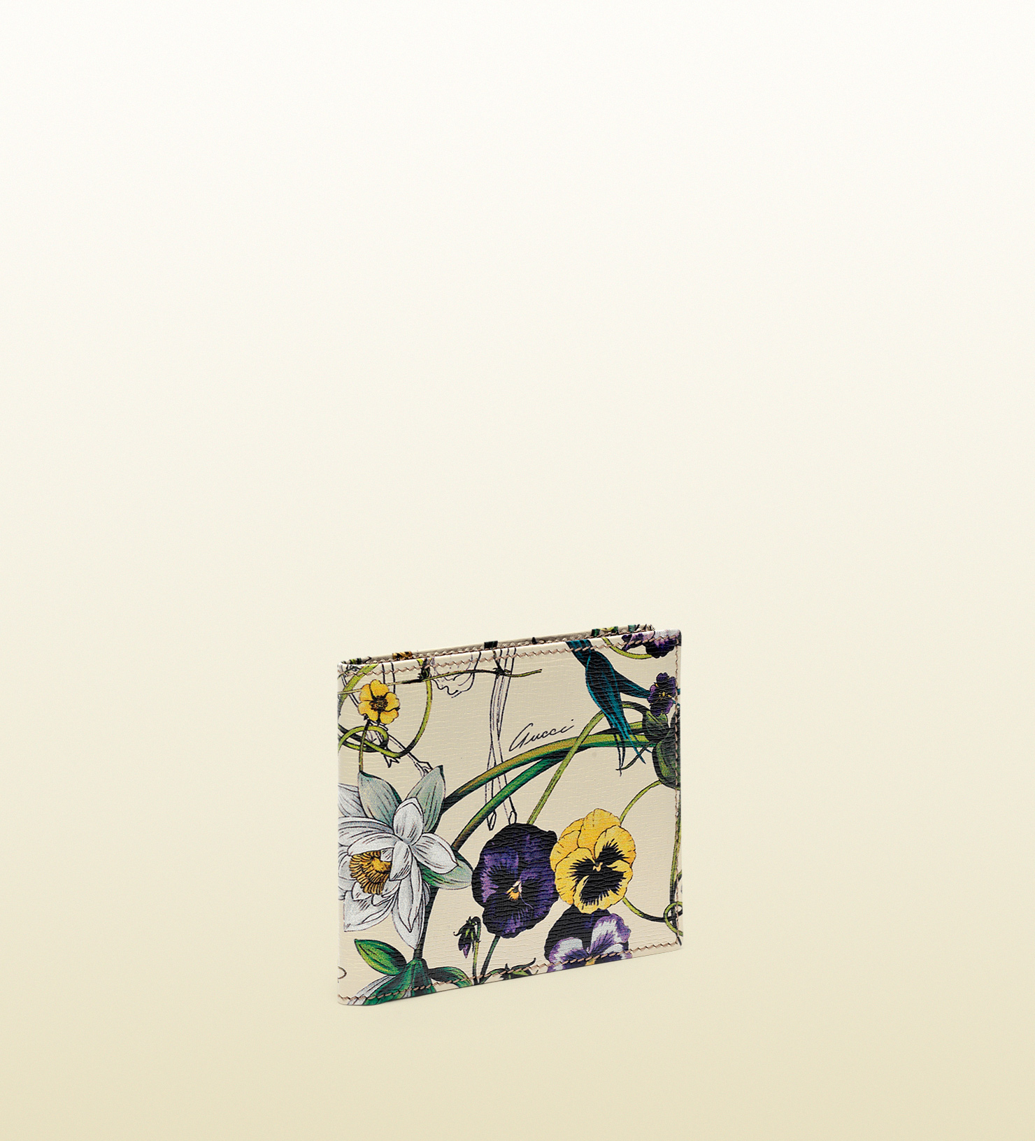 Lyst - Gucci Flora Print Leather Bifold Wallet in White for Men