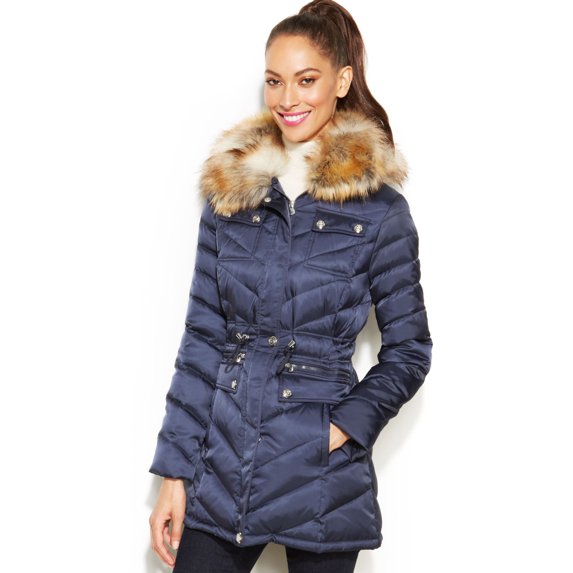 laundry by shelli segal faux fur hooded jacket