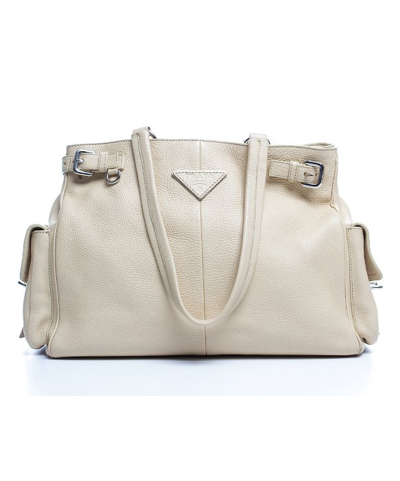 Lyst Prada Beige Leather Side Pockets Large Shoulder Bag In Natural Gallery