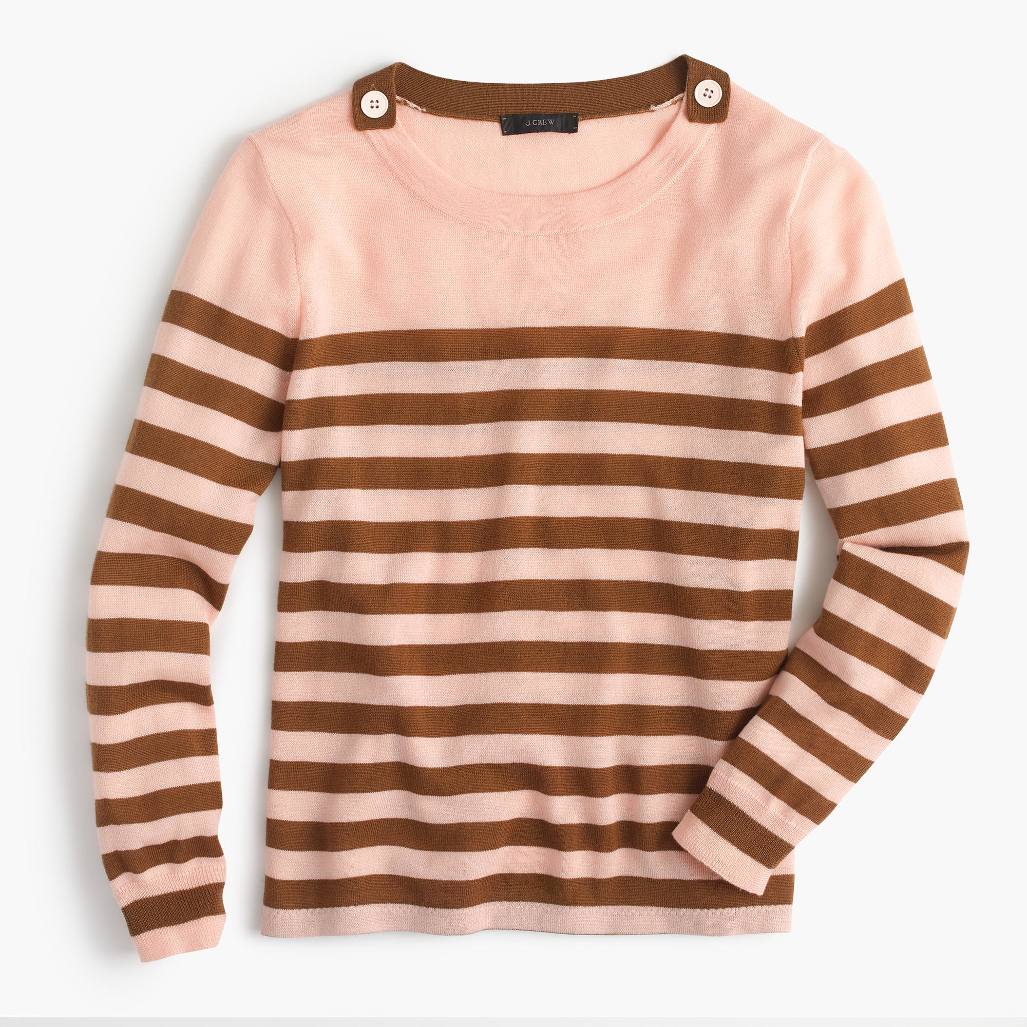 J.crew Petite Tippi Striped Sweater With Shoulder Buttons in Pink | Lyst