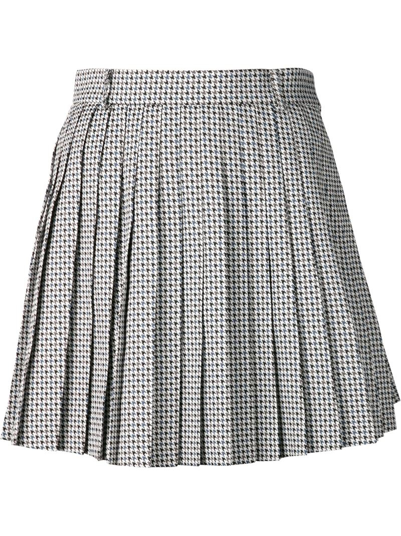 lyst thom browne houndstooth pleated skirt in white lyst thom browne houndstooth pleated skirt in white