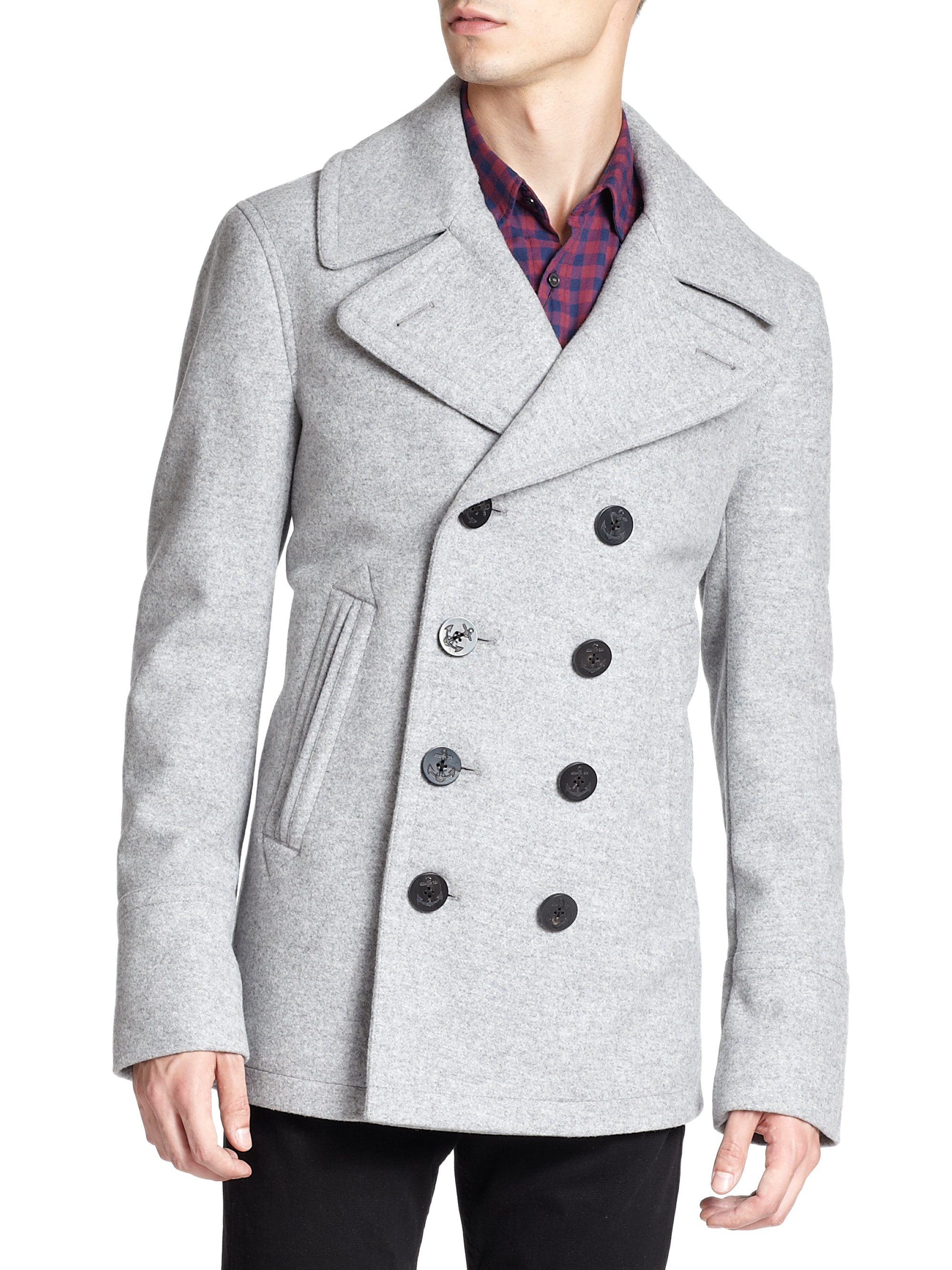 Burberry brit Eckford Peacoat in Gray for Men Lyst