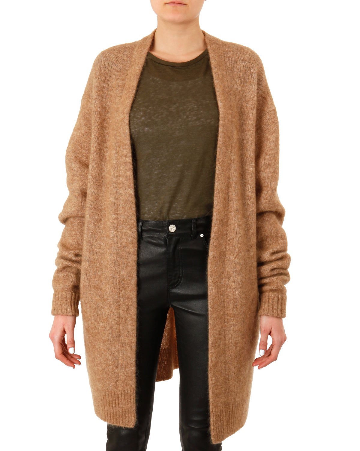 Acne Raya Oversized Knit Cardigan in Brown (CAMEL) | Lyst