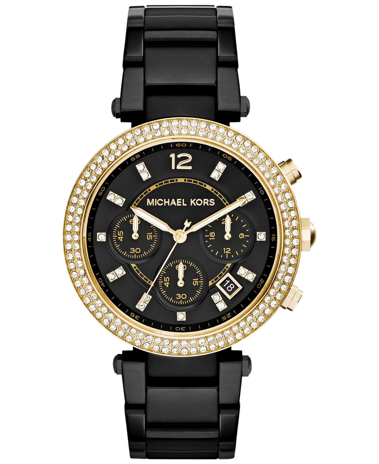 Lyst - Michael Kors Women'S Chronograph Parker Black Ion-Plated Michael Kors Stainless Steel Watch Women's
