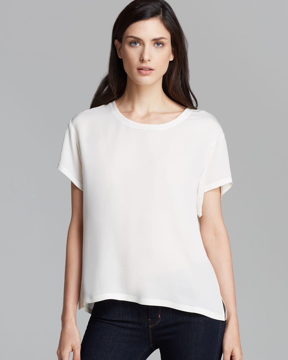 Theory Shirt Lightny Double Georgette in White (Ivory) | Lyst