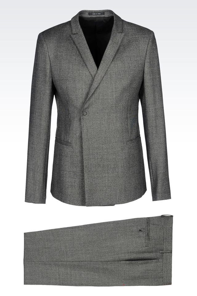 Lyst - Emporio Armani Double-breasted Suit In Micro Patterned Wool And ...