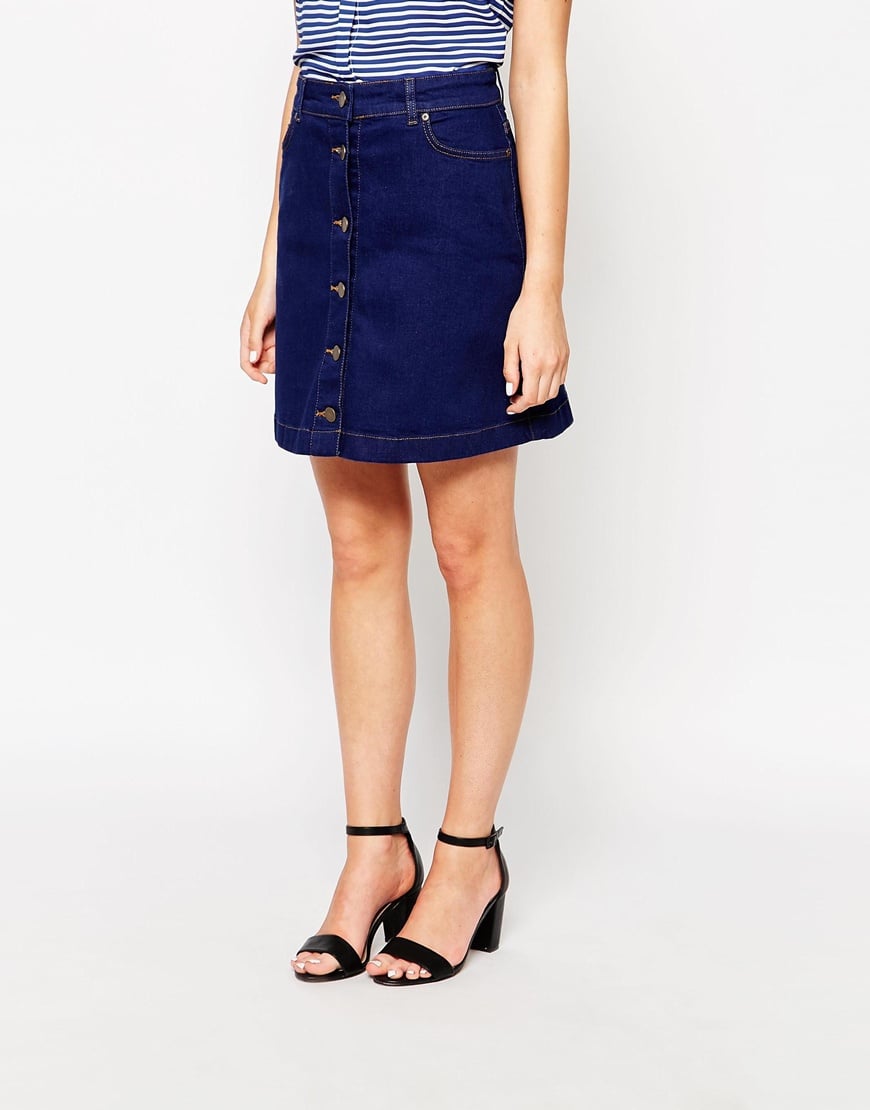 Oasis Button Through Denim Mini Skirt in Blue (Denim) | Lyst
