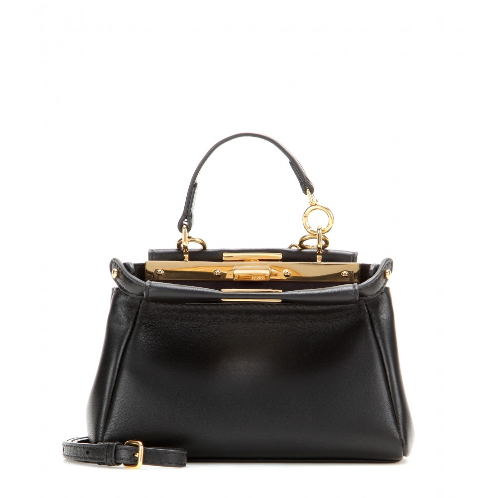 Fendi Micro Peekaboo Leather Shoulder Bag in Black | Lyst