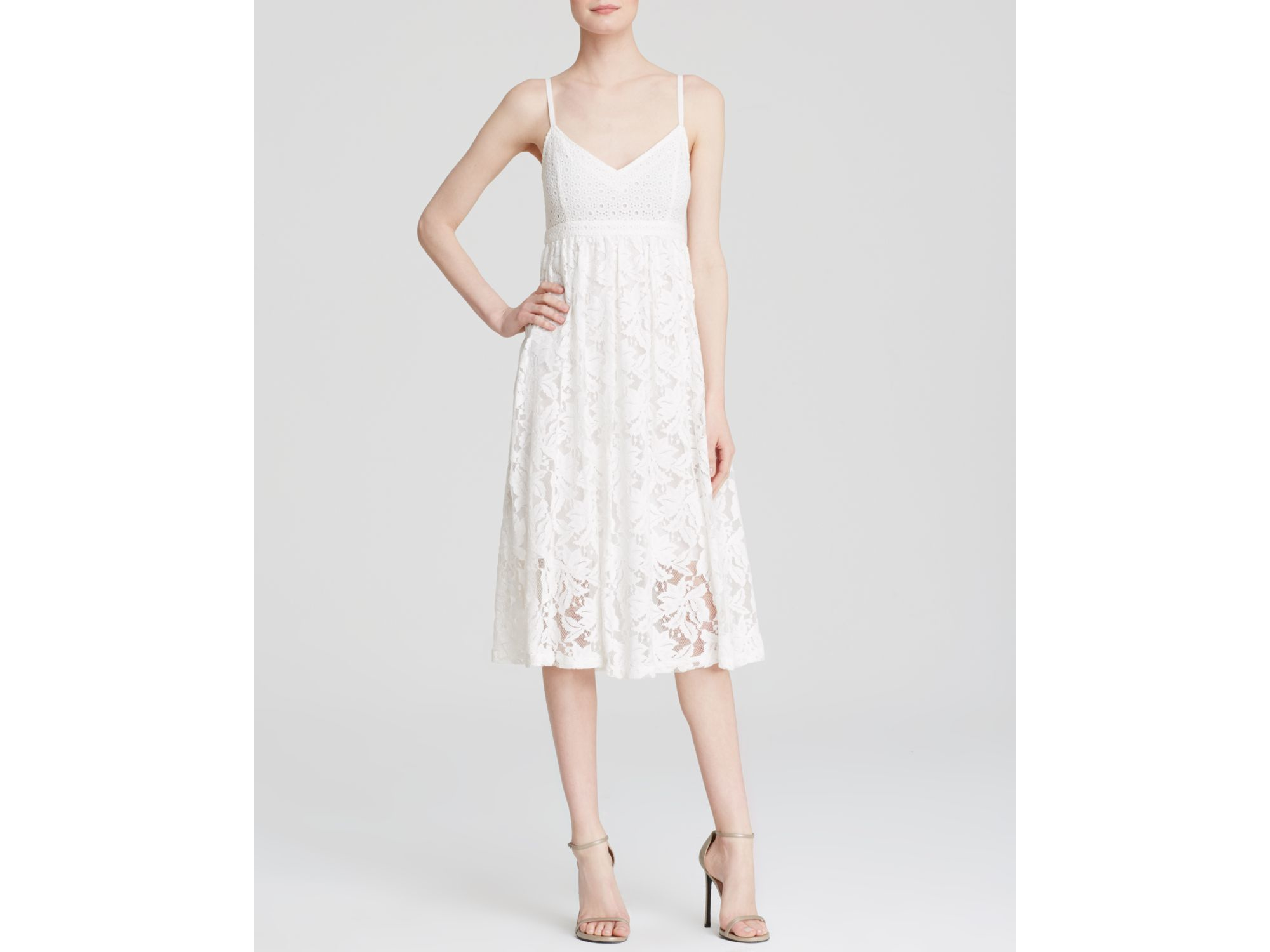 Lyst Tracy Reese Dress Aria Sleeveless Eyelet Lace Midi In Natural Gallery