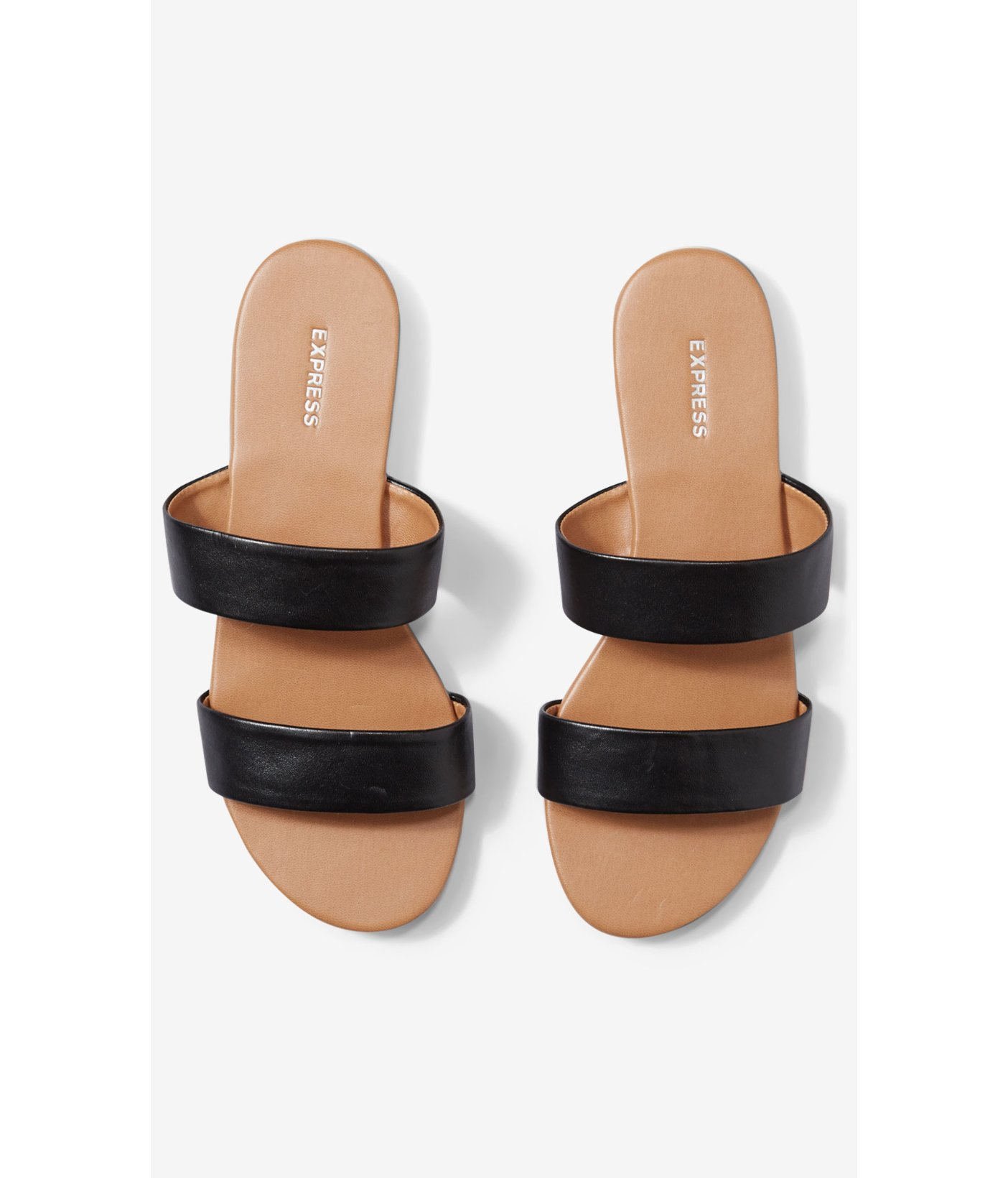 Lyst Express Two  Strap  Slide Sandals  in Black