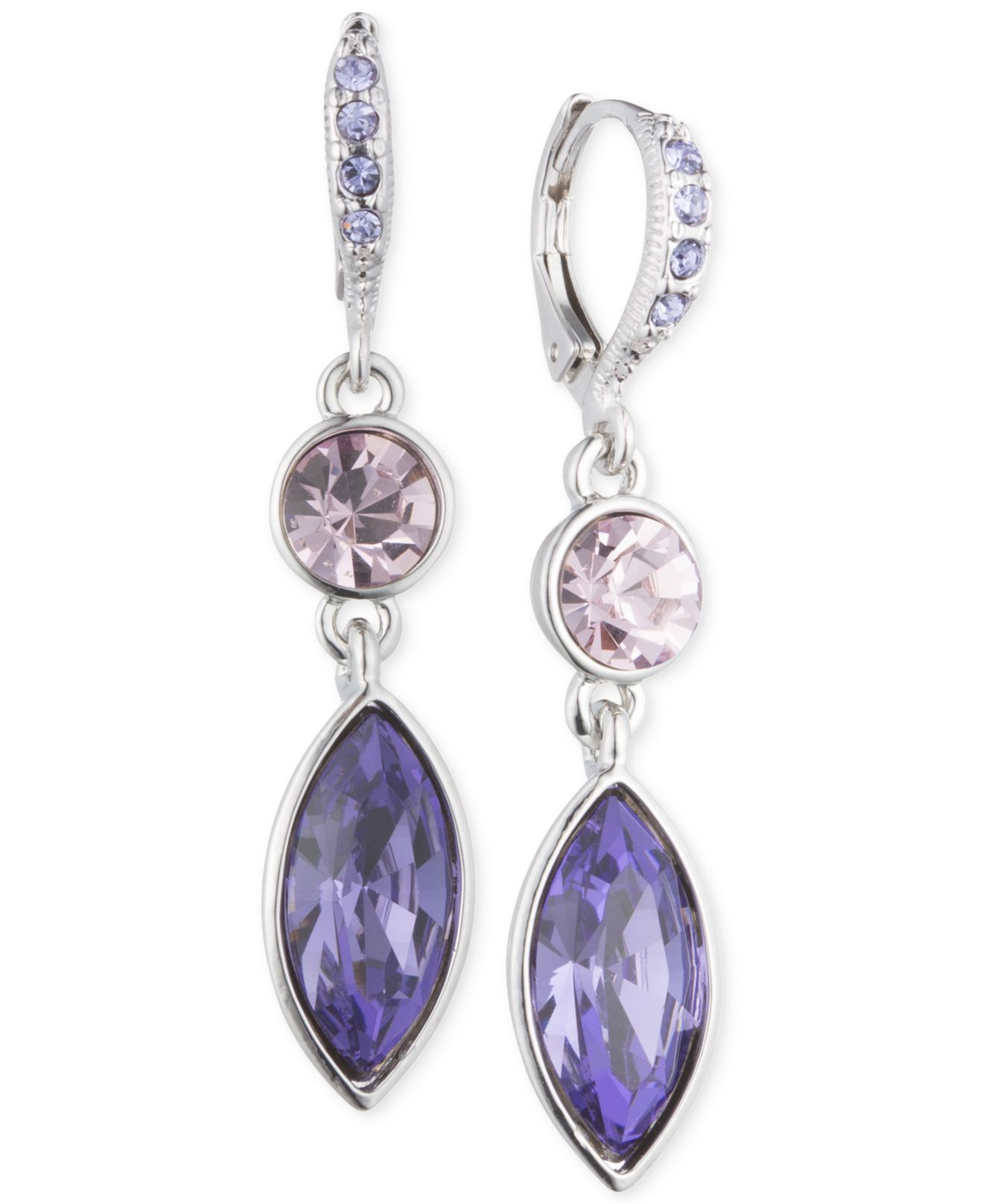 Lyst Givenchy Silver Tone Purple Crystal Double Drop Earrings In Gallery