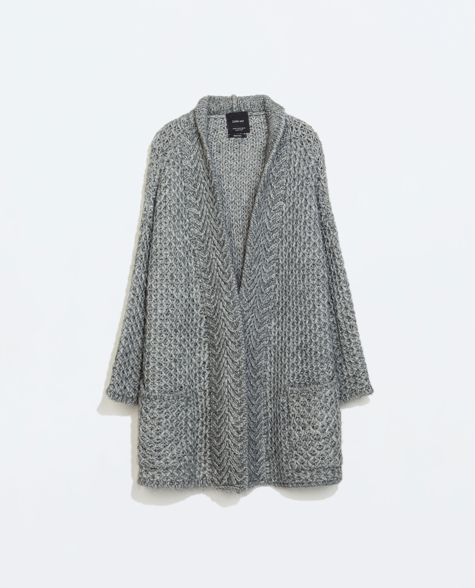 Zara Knit Cardigan With Pockets in Gray Lyst