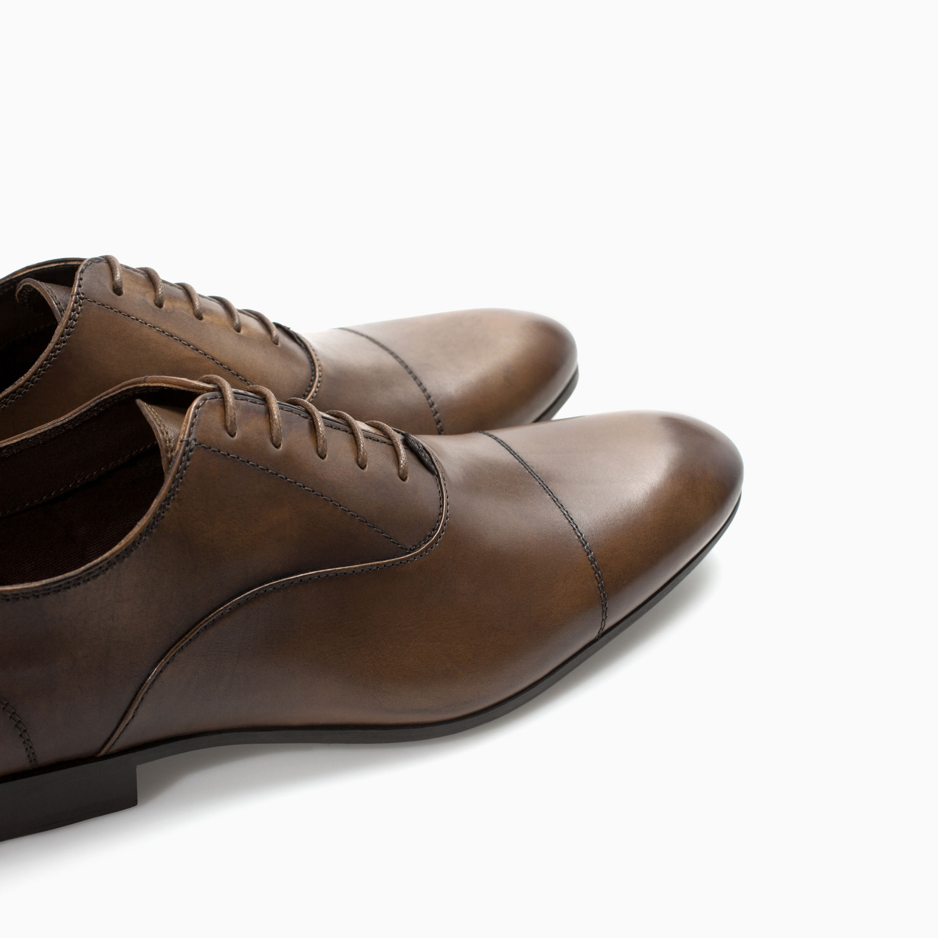 Zara Formal Leather Oxford Shoe in Brown for Men Lyst