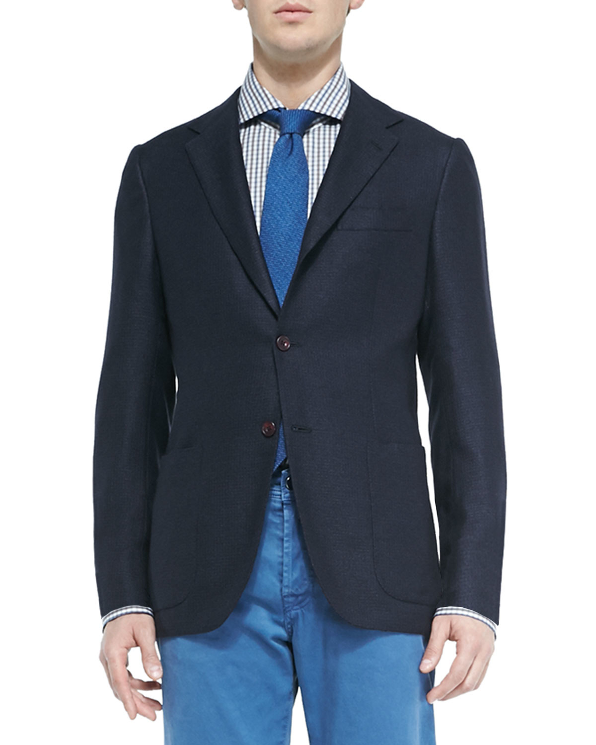 Lyst - Kiton Textured Three-button Sport Coat in Blue for Men