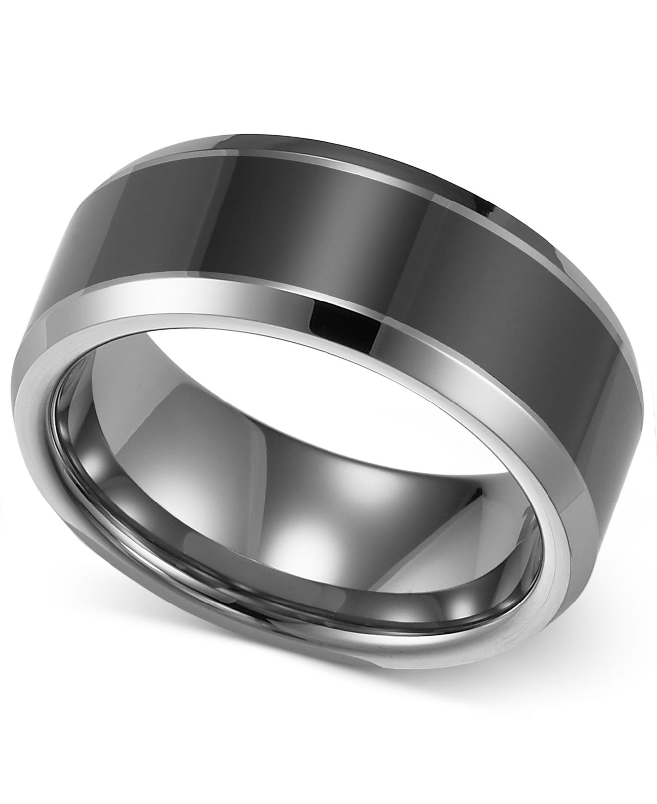 Triton Men's Tungsten Carbide And Ceramic Ring, 8mm Wedding Band in