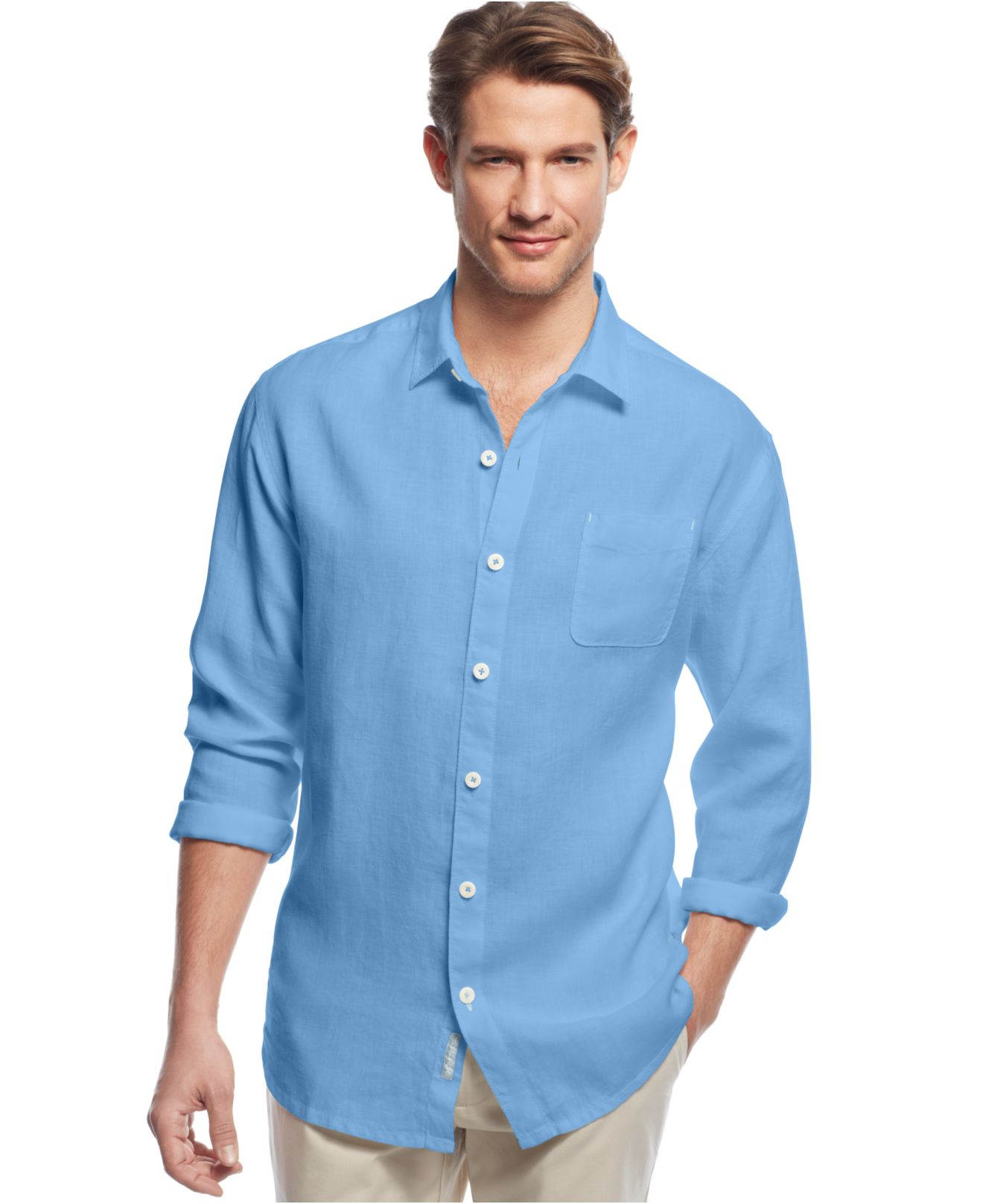 Lyst - Tommy Bahama Men's Sea Glass Breezer Linen Shirt in Blue for Men