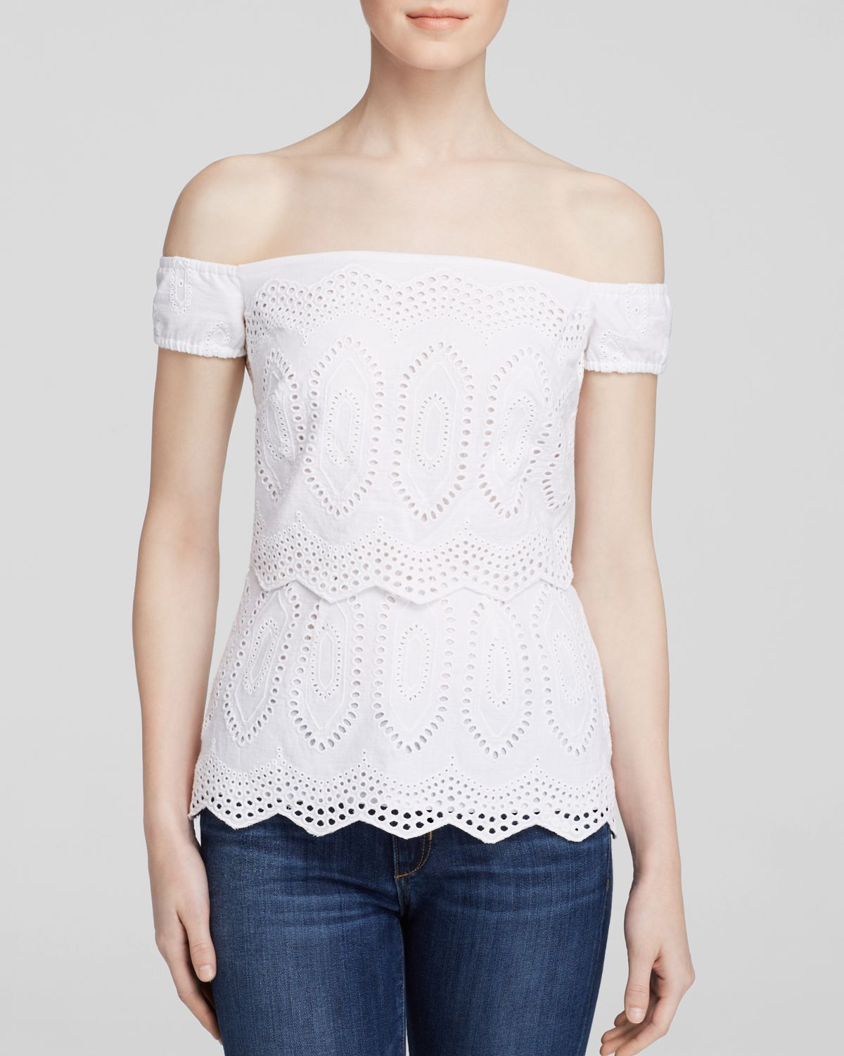 Bailey 44 Off The Shoulder Eyelet Top in White | Lyst