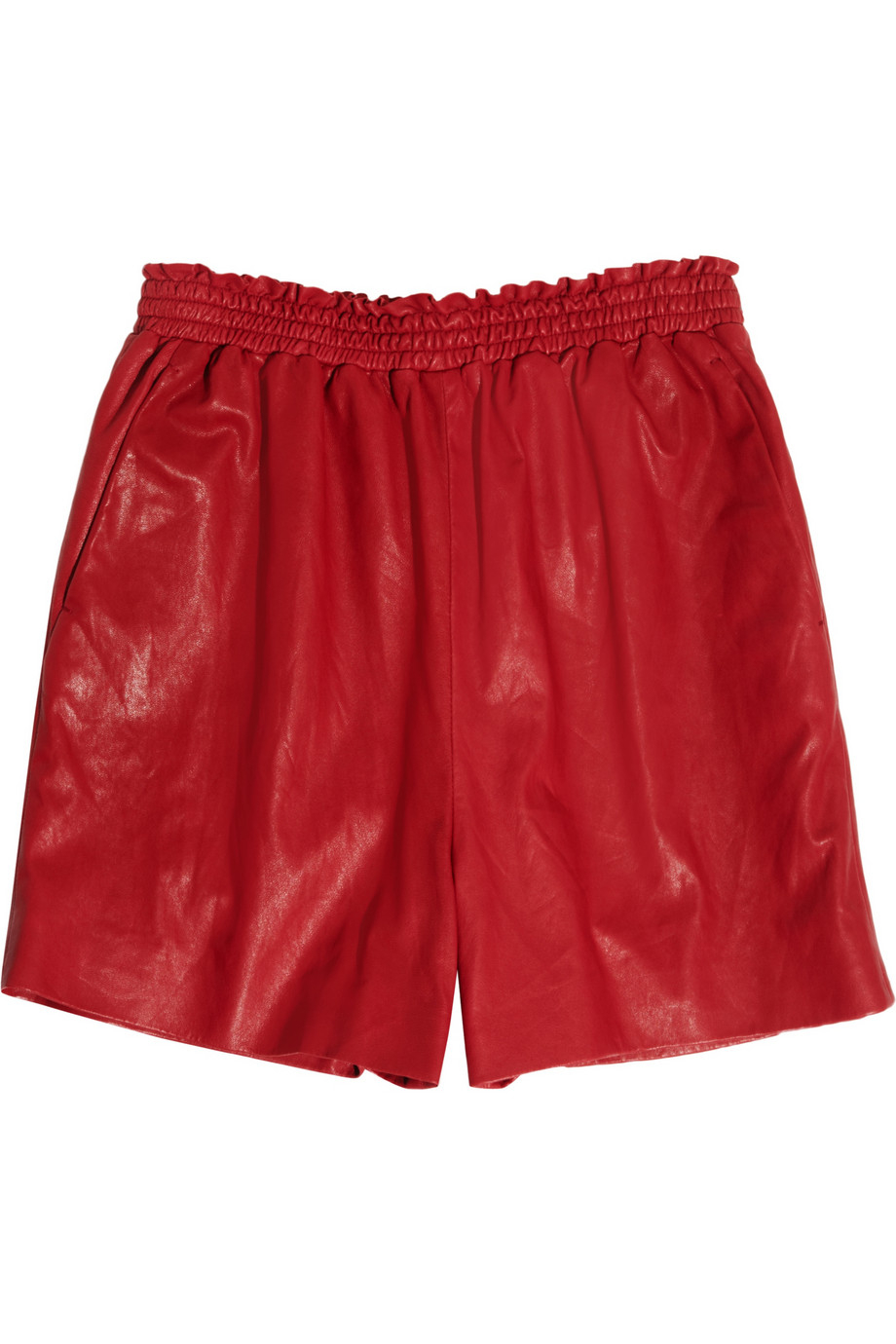 Lyst - Miu miu Leather Shorts in Red