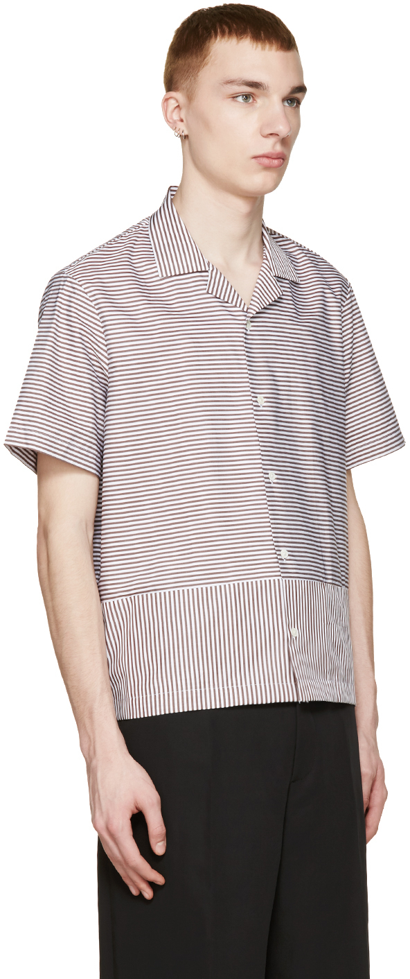 Lyst Cmmn Swdn Brown And White Striped Milton Shirt In
