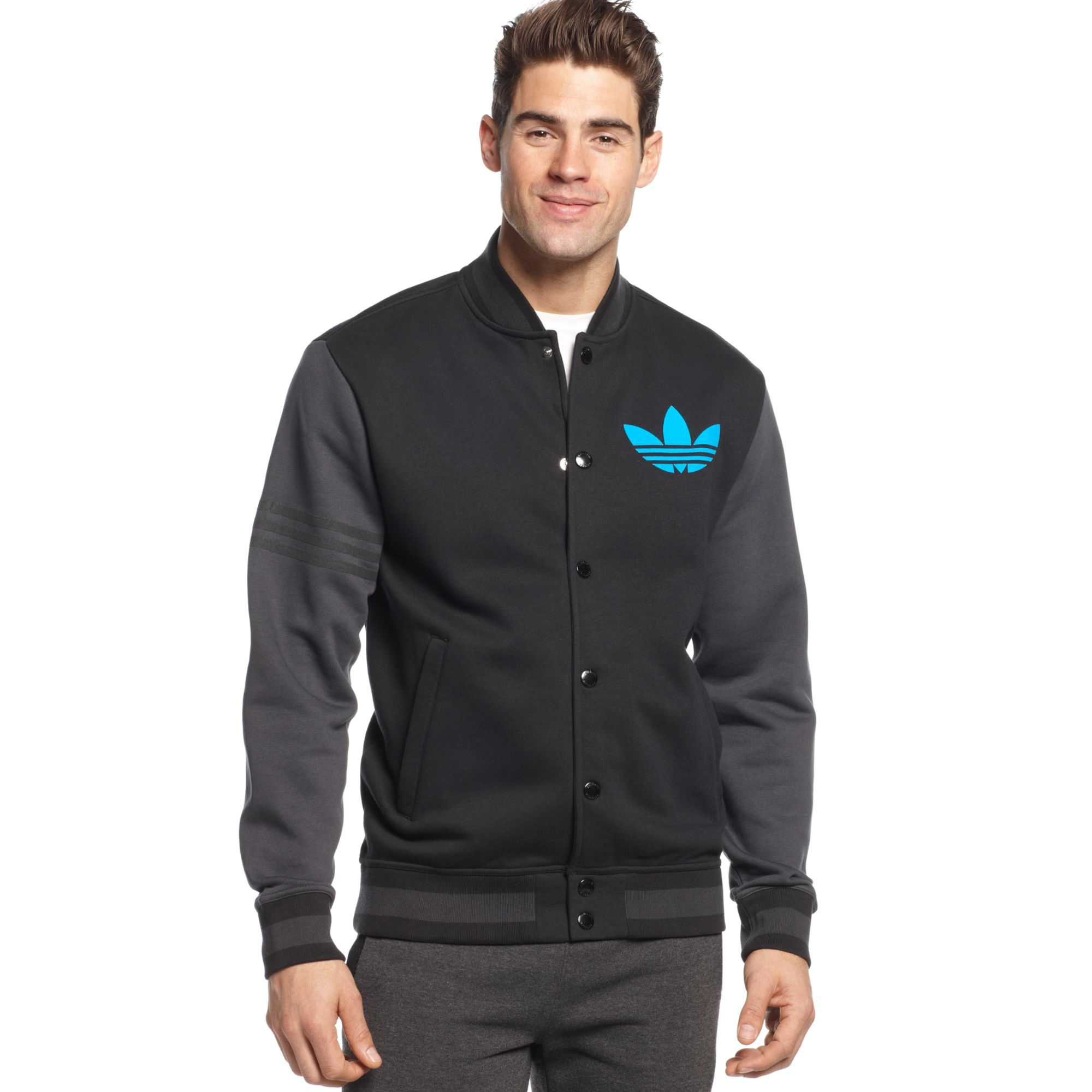 Adidas Originals Varsity Remix Fleece Jacket in Blue for Men (BLACK