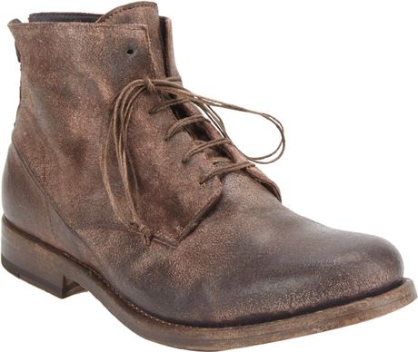 Shoto Washed Lace-Up Ankle Boots in Brown for Men | Lyst