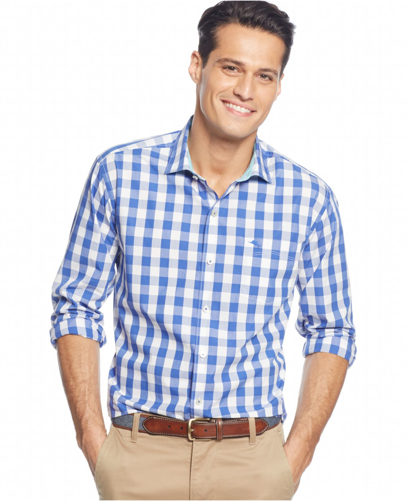 gingham blue shirt