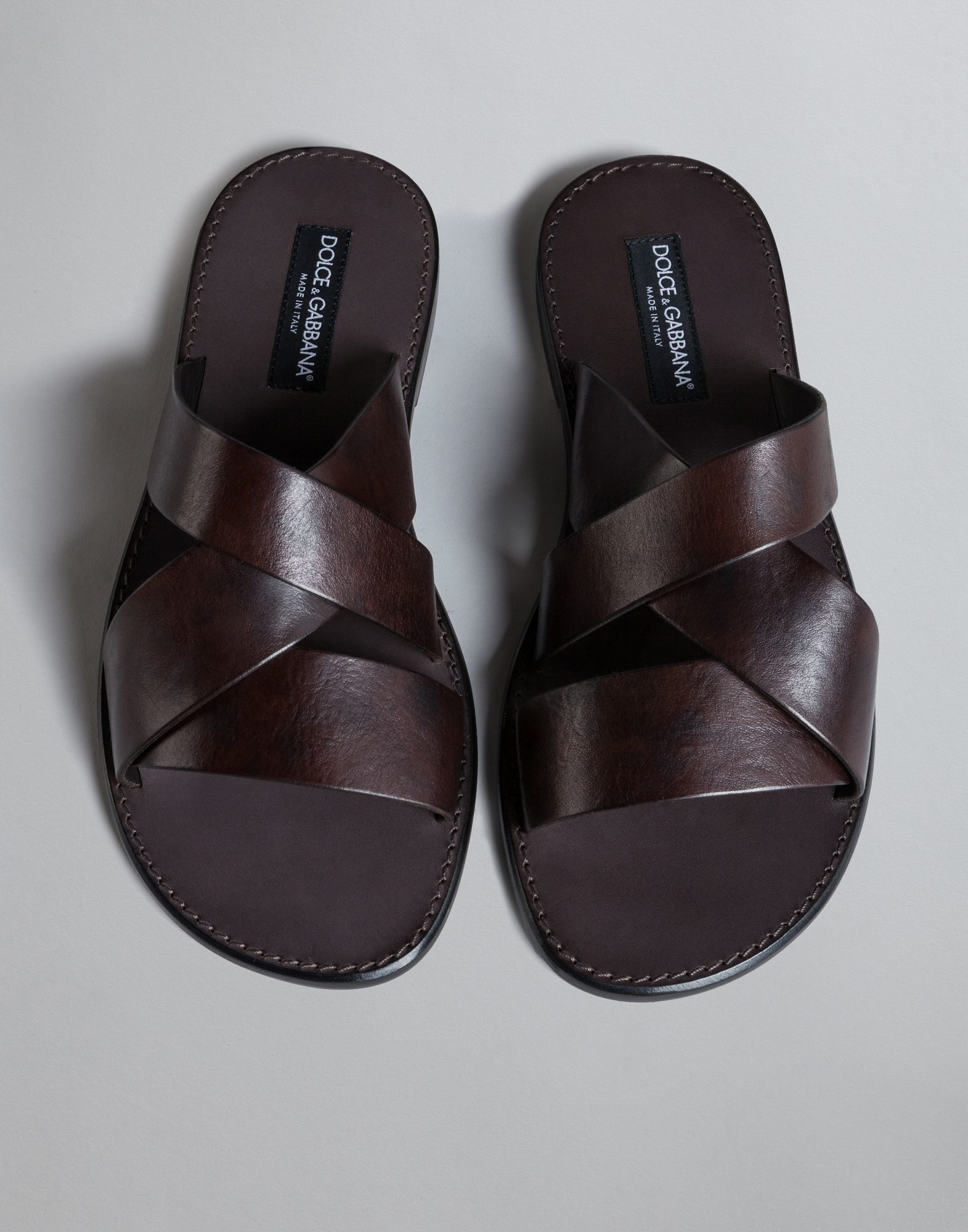 Dolce & Gabbana Leather Sandal in Brown for Men - Lyst