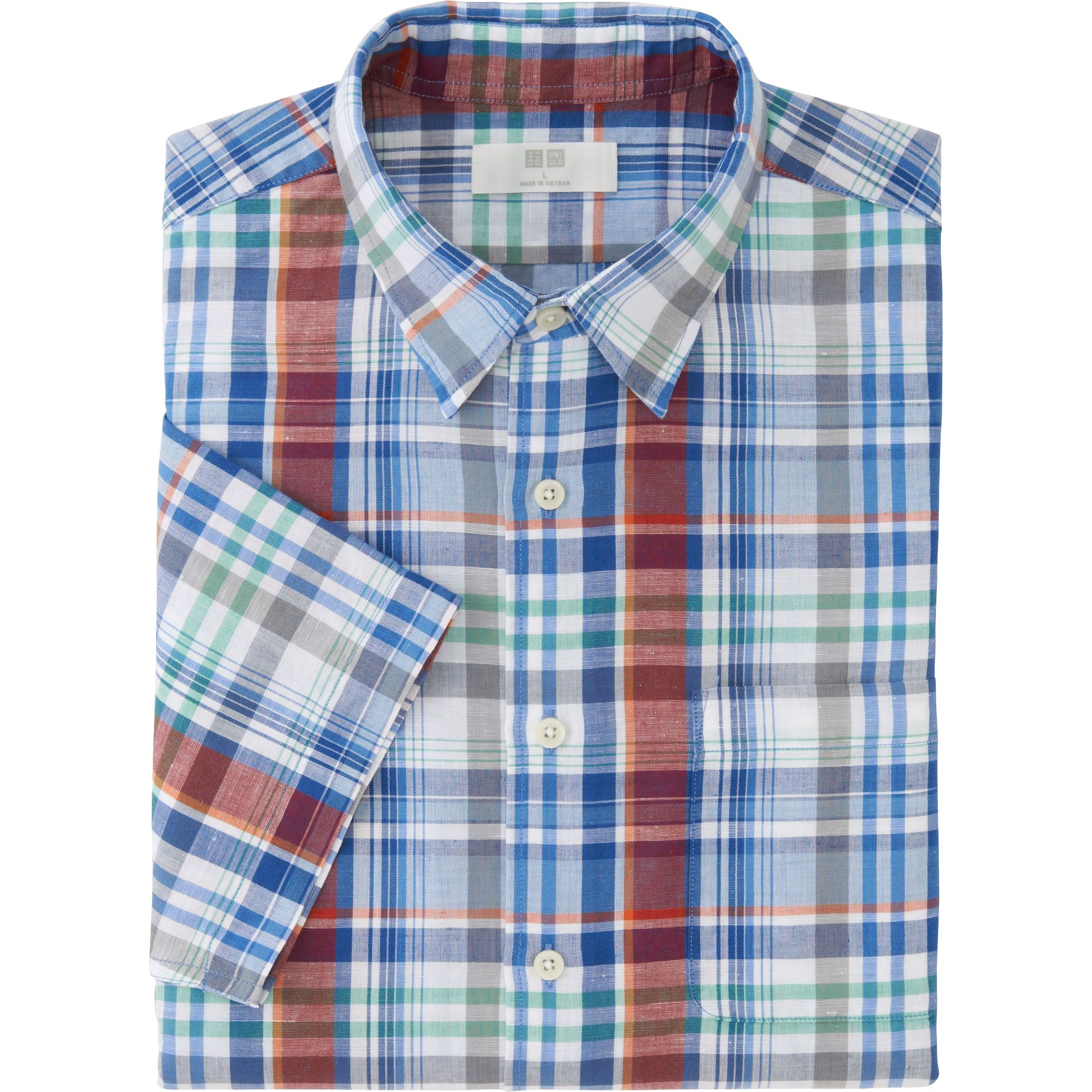 Uniqlo Men's Linen Cotton Plaid Shirt in Multicolor for Men (BLUE ...