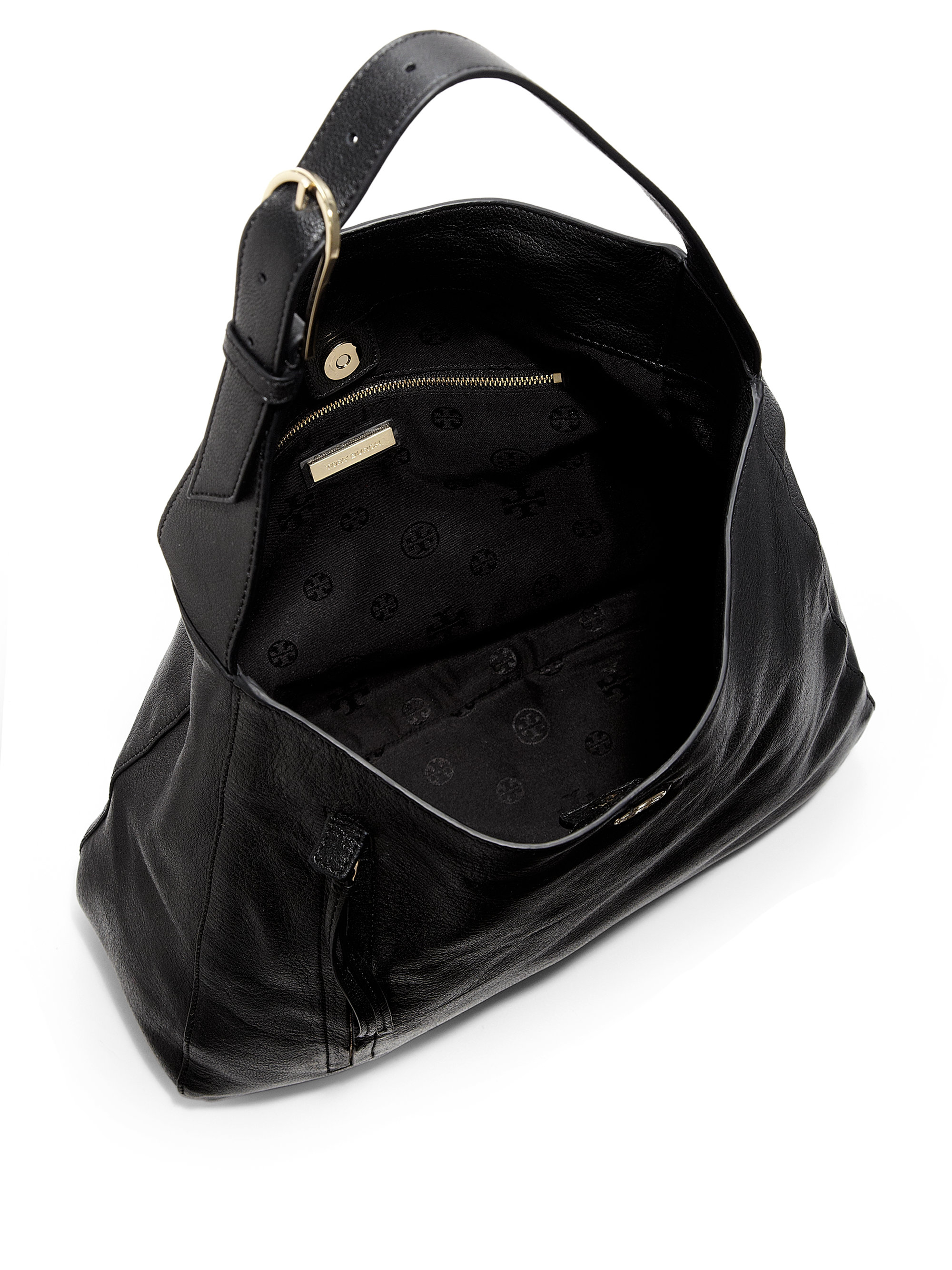 Lyst - Tory Burch Brodie Leather Hobo in Black