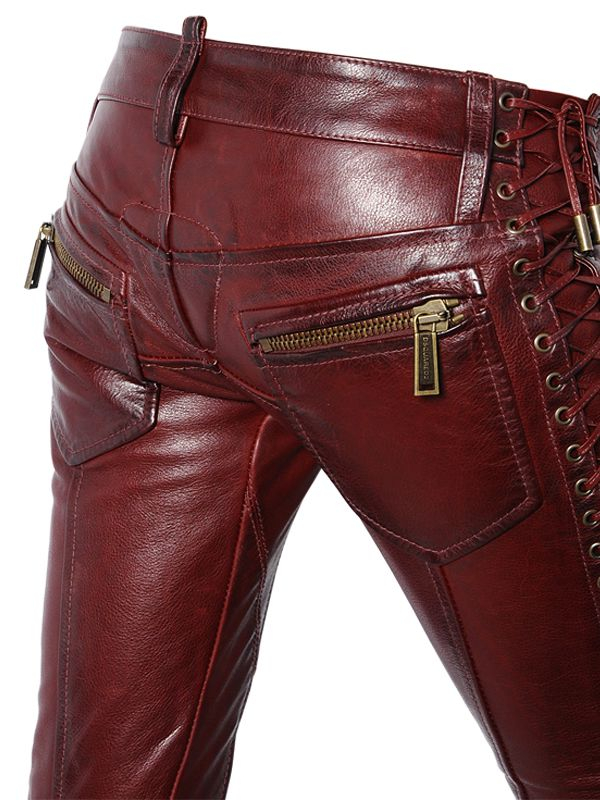 Lyst Dsquared² Lace Up Nappa Leather Pants In Purple 