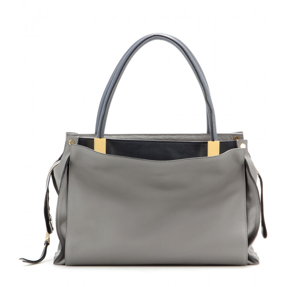 Chlo Dree Leather Tote in Gray (dark cashmere grey made in italy ...  
