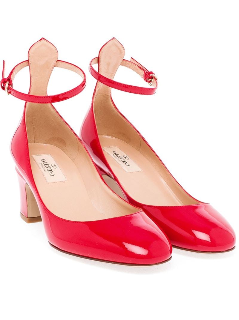Lyst - Valentino Ankle-Strap Patent-Leather Pumps in Red