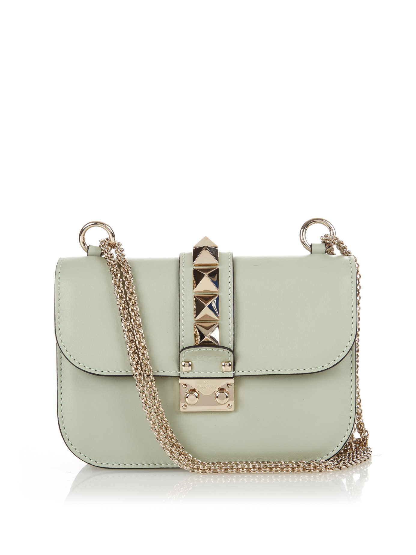 Lyst Valentino Lock Small Leather Shoulder Bag In Green Gallery