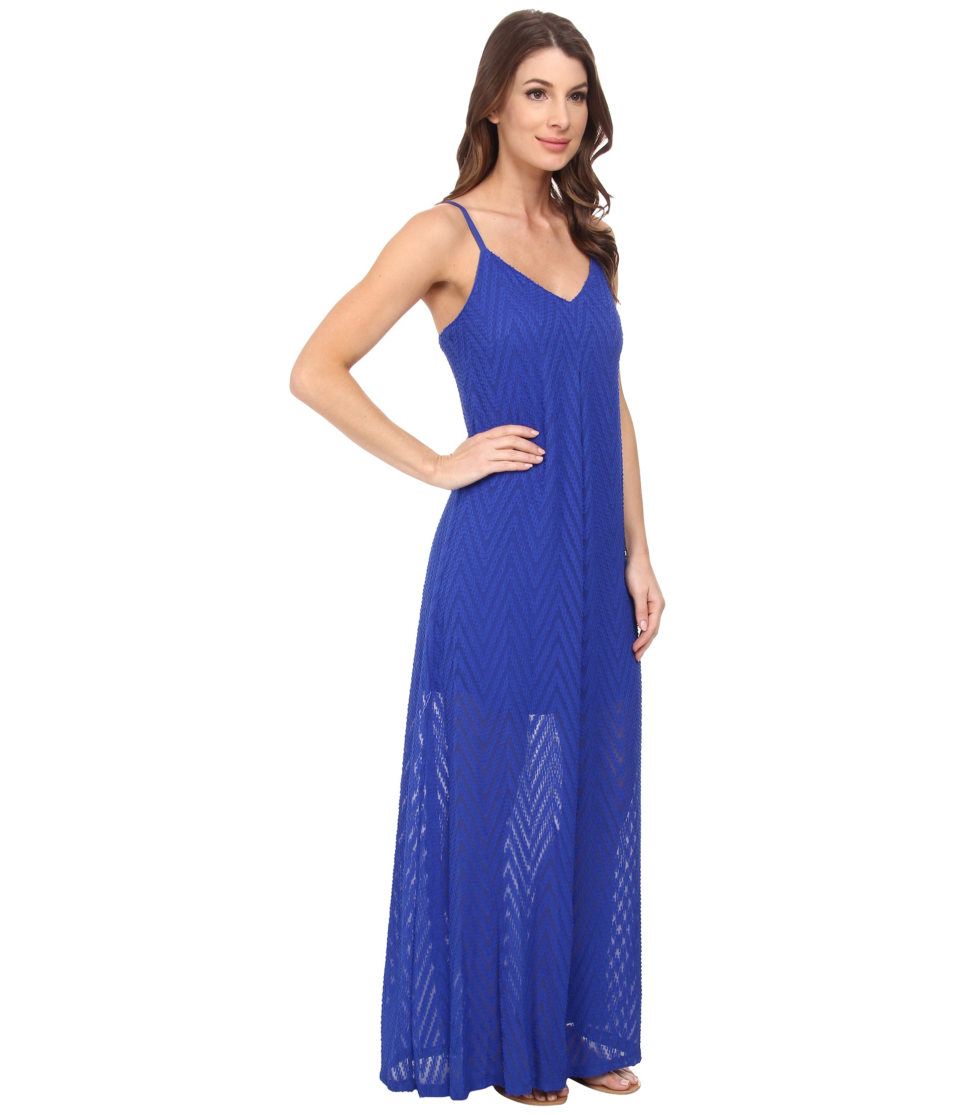 Calvin Klein Slip Strap Maxi Dress In Blue Lyst