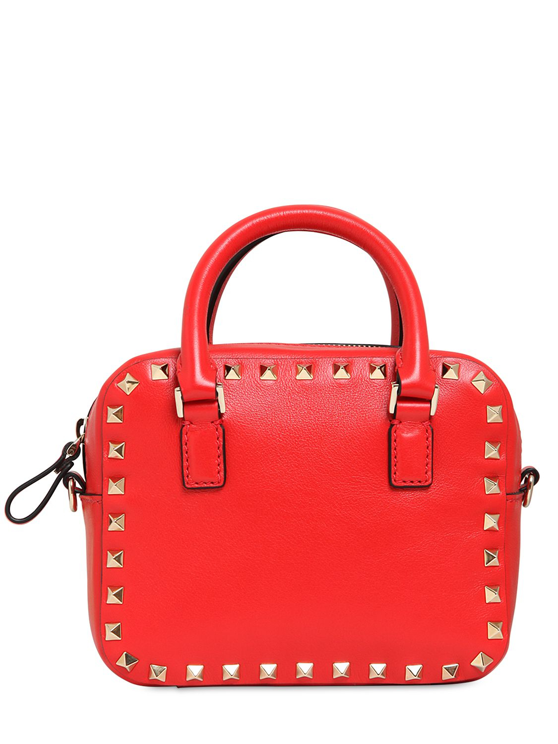 Lyst - Valentino Rockstud Leather Shoulder Bag in Red