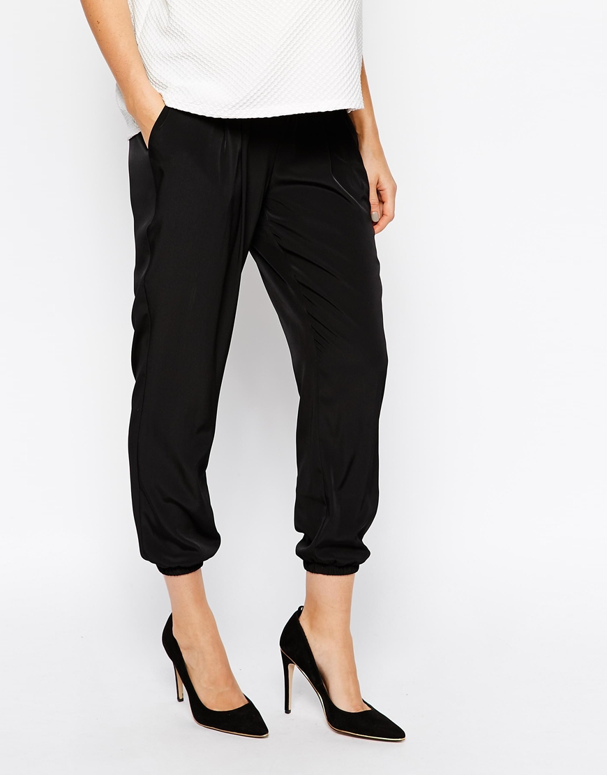 Asos Maternity Trousers With Elastic Cuff in Black | Lyst